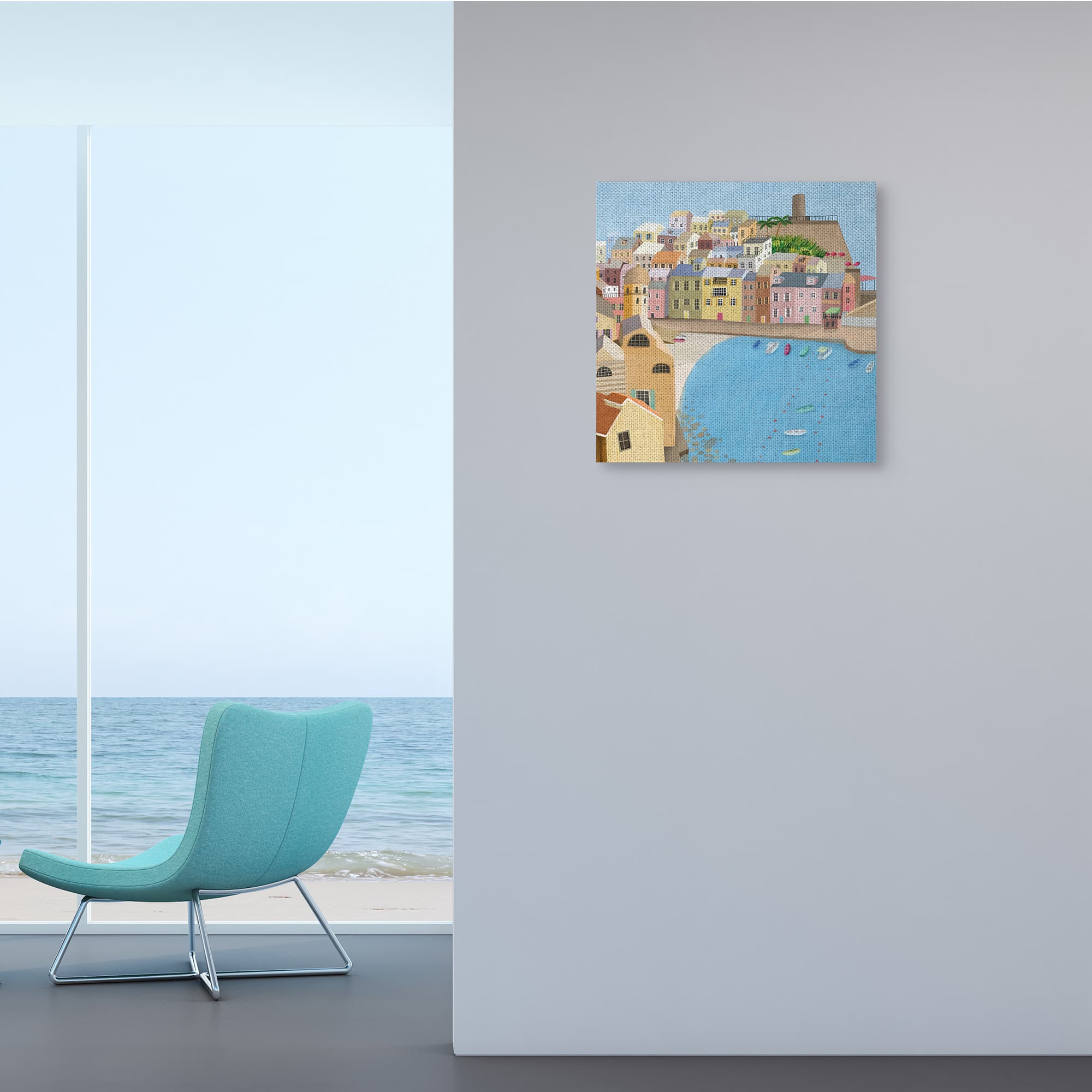 Stupell Industries Italian Seaside Architecture Coastal City Port Canvas Wall Art