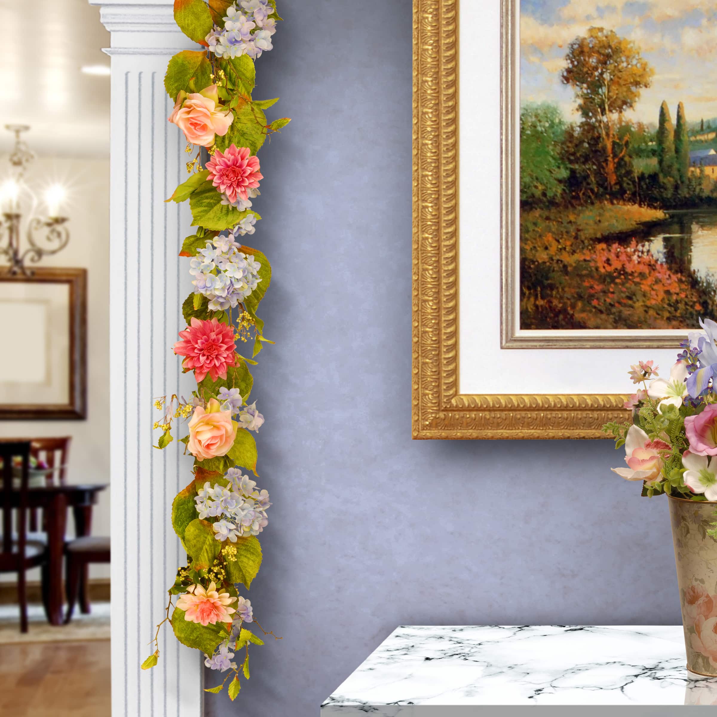 70" Hydrangea, Rose & Dahlia Garland