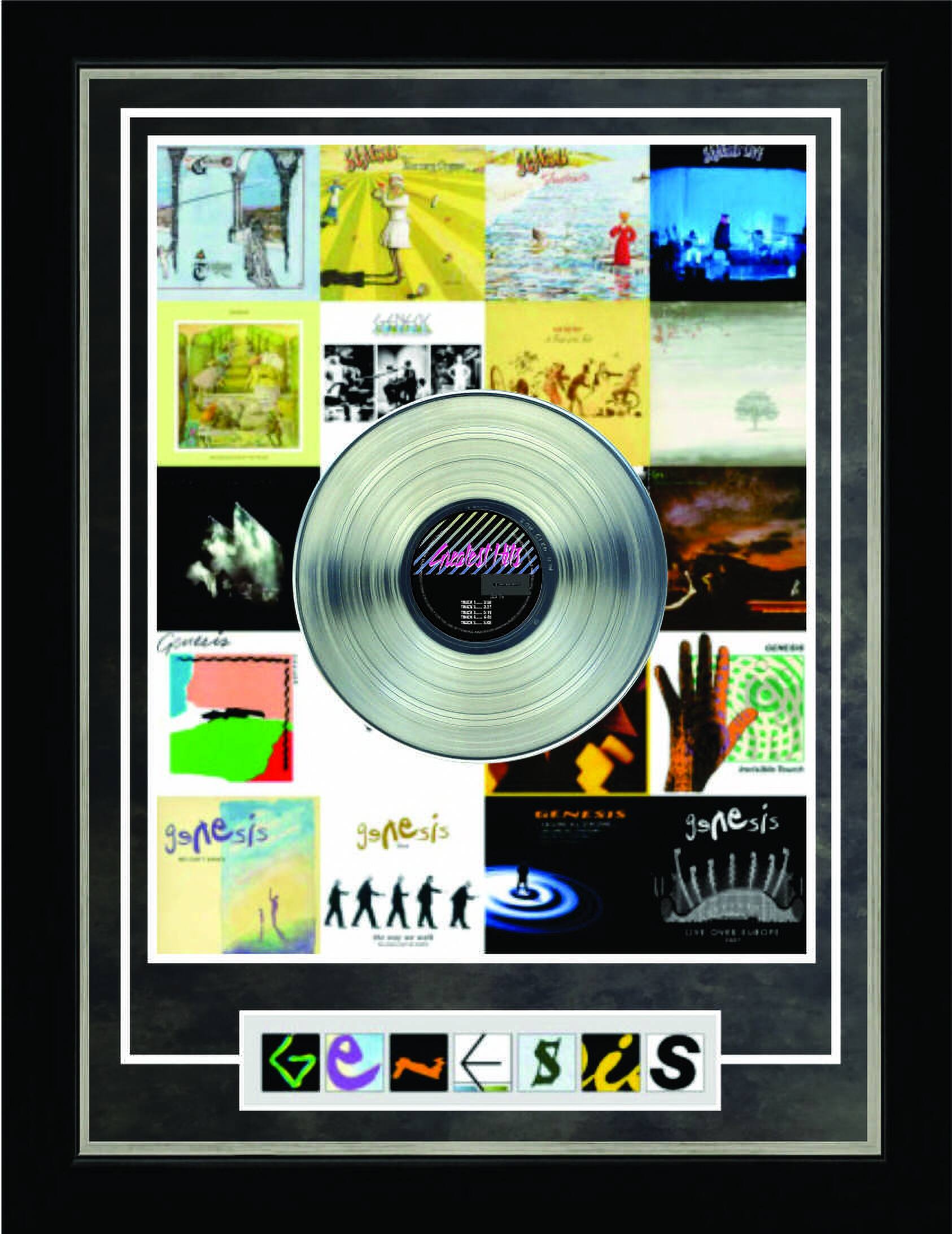 Genesis Framed Discography Print With Platinum LP 29.5" x 38.5"