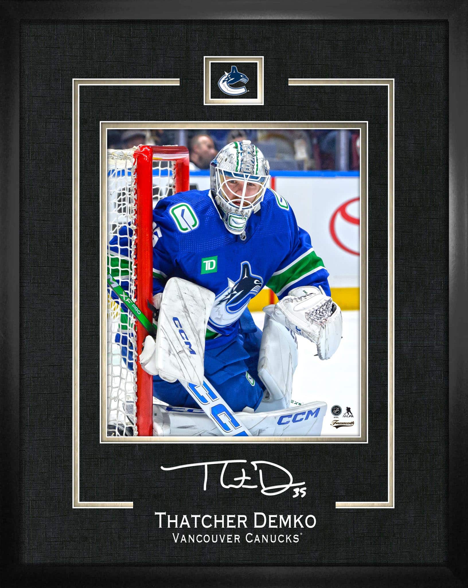Thatcher Demko 16" x 20" Replica Signature Frame Canucks