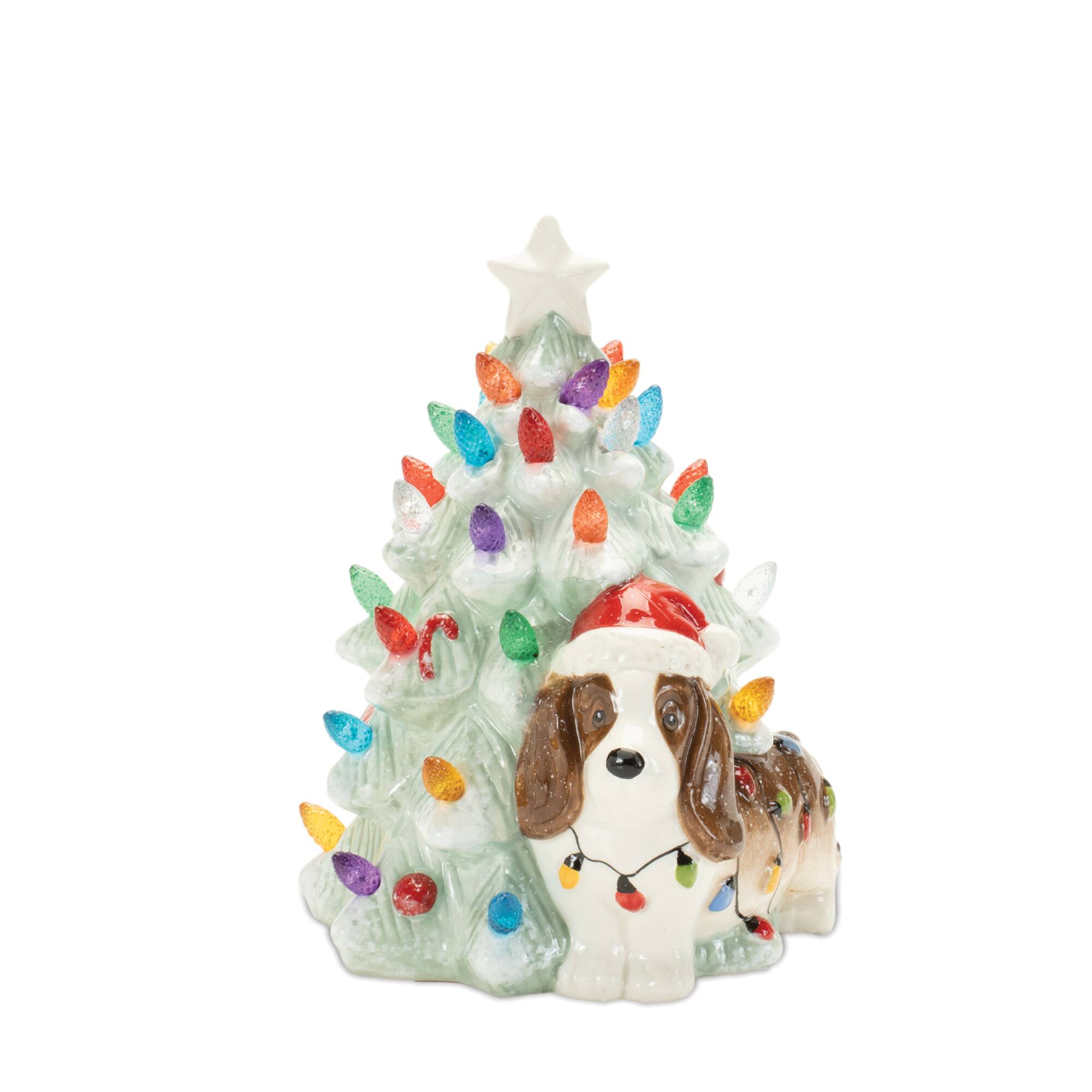 Ceramic Christmas Tree with Dog Set