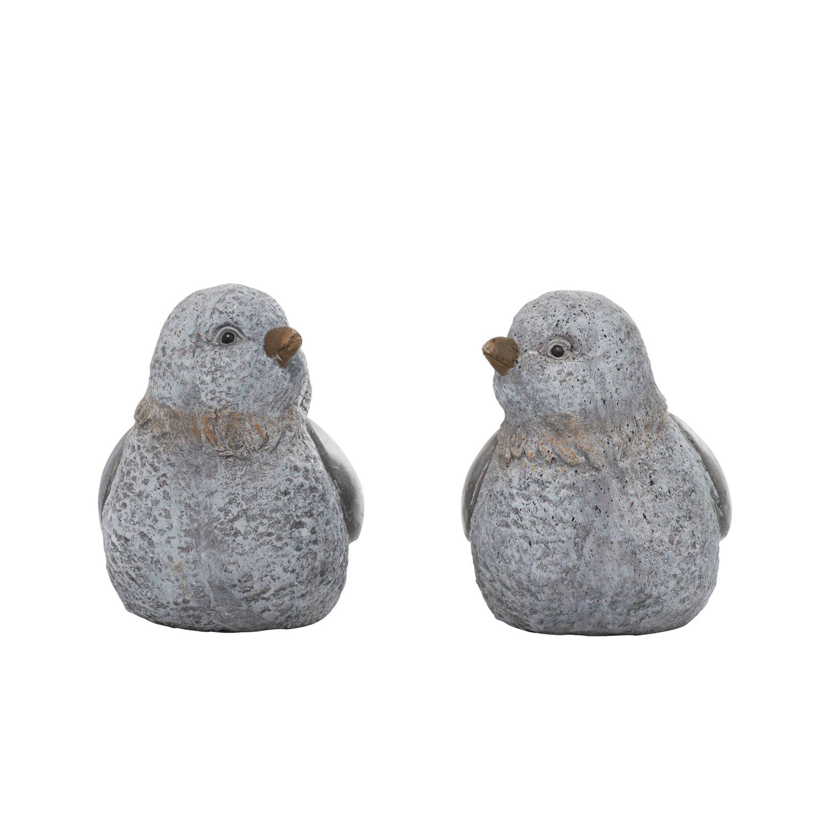 13" Gray Stone Country Bird Garden Sculpture Set