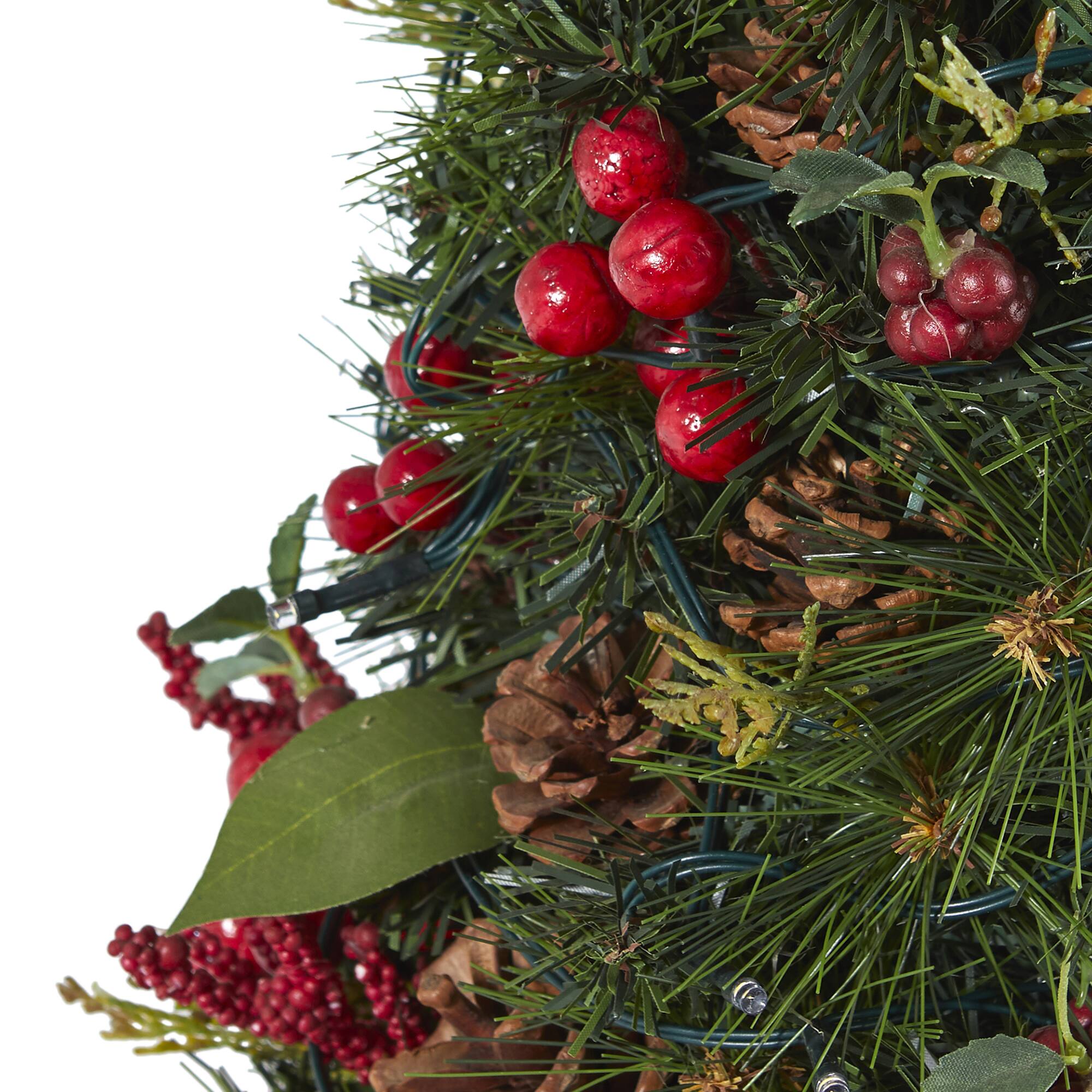 2ft. Pre-Lit Mixed Berry & Pine Cone Artificial Christmas Tree with Clear LED Lights