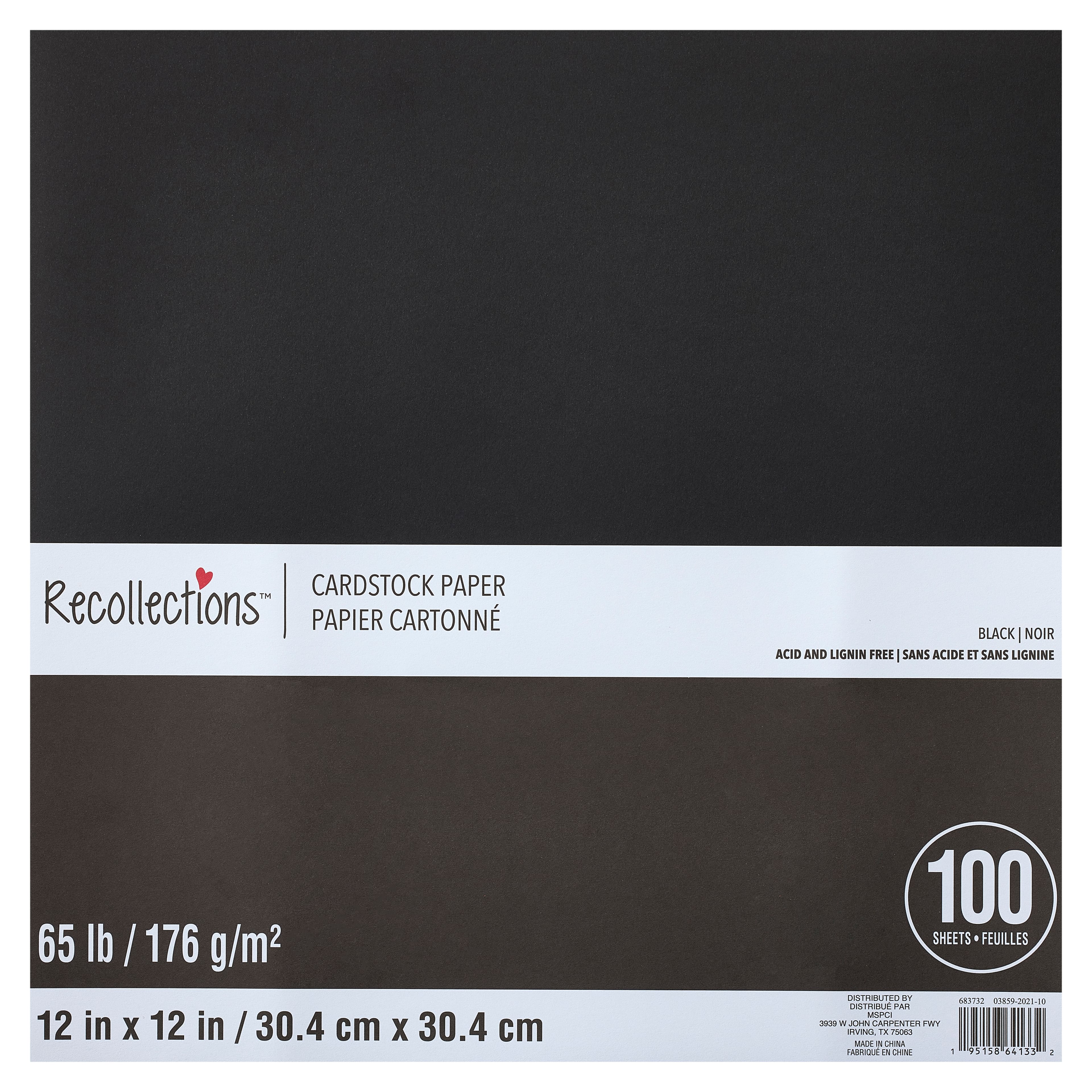 9 Packs: 100 ct. (900 total) Black 12" x 12" Cardstock Paper by Recollections™