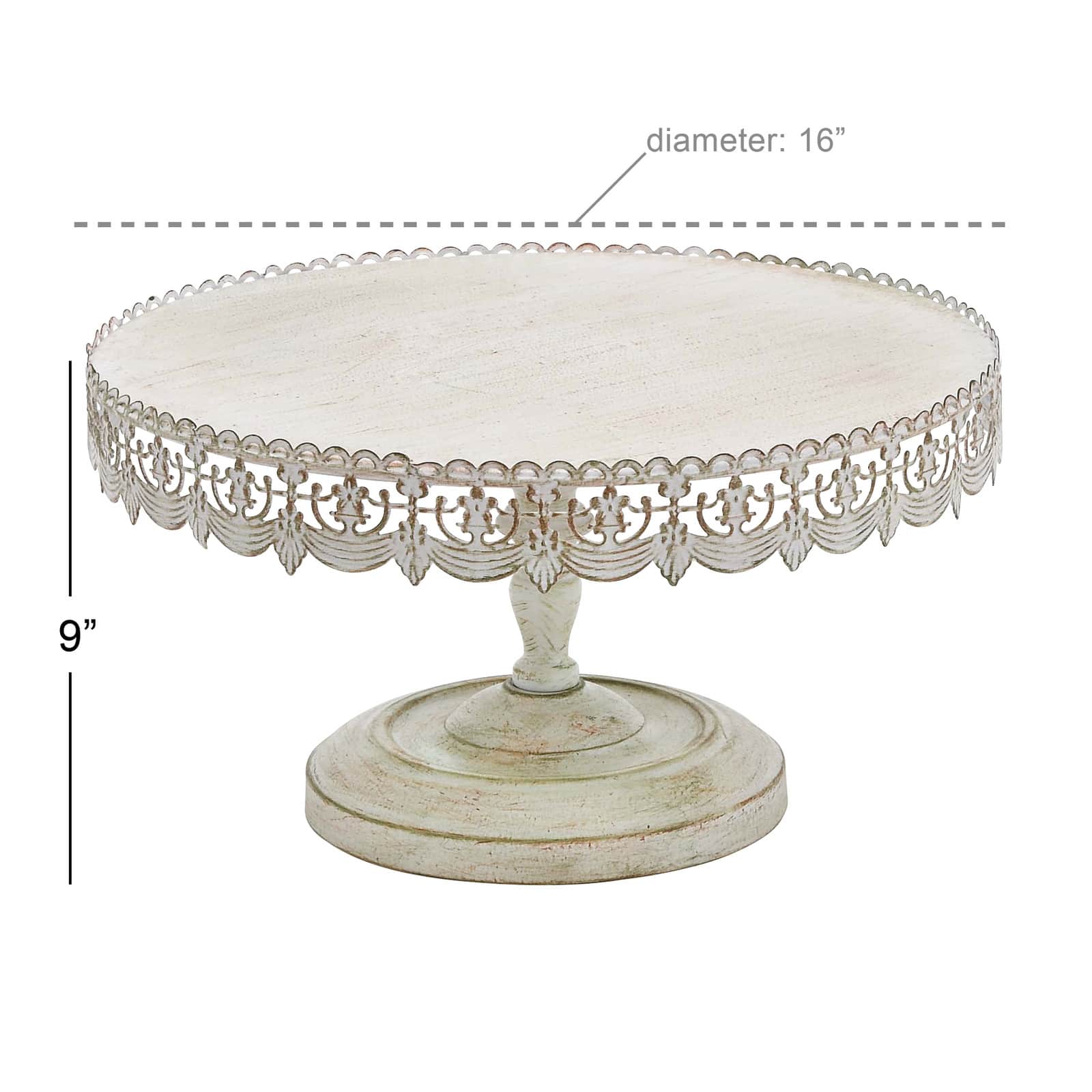 16" White Iron Farmhouse Cake Stand