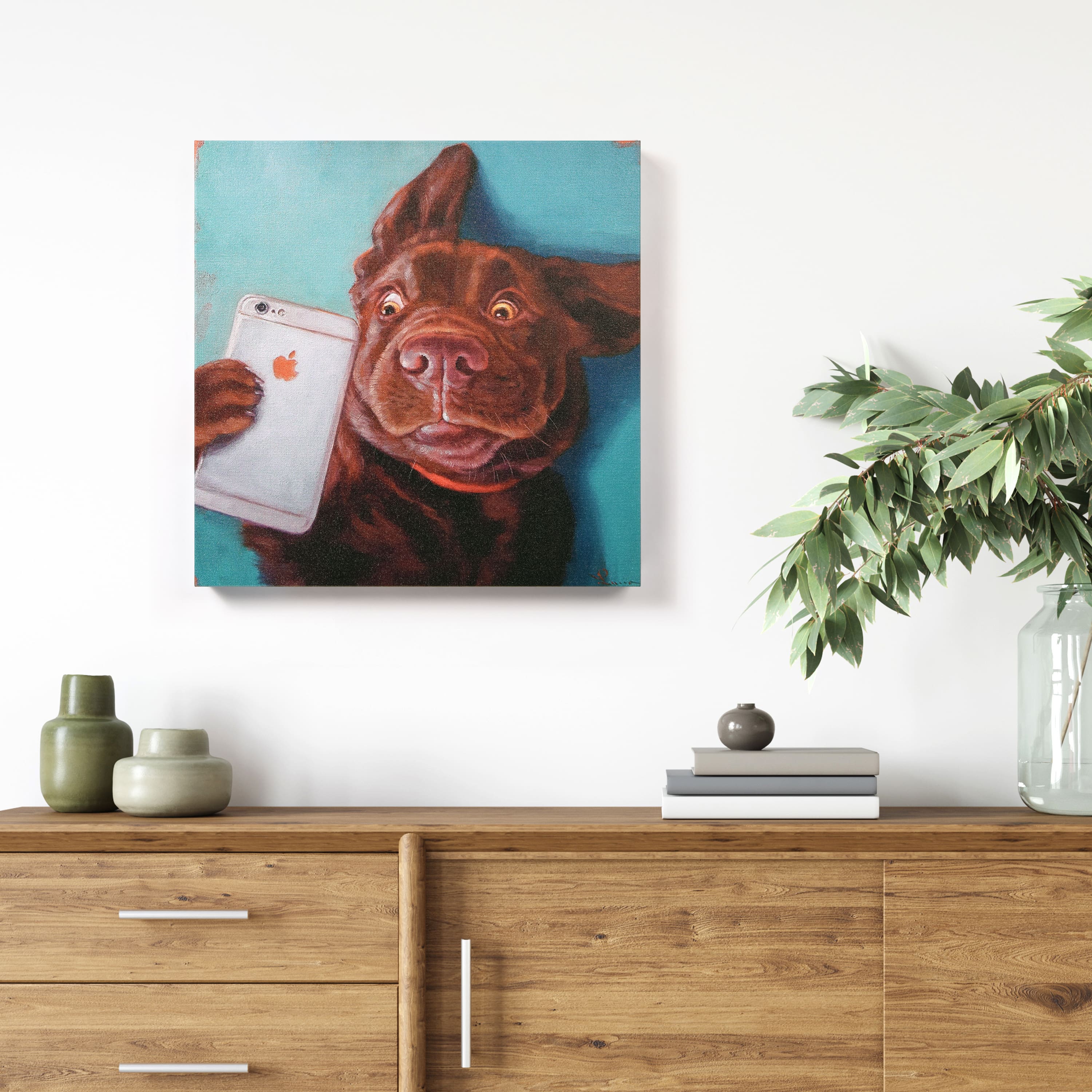 Empire Art Direct 18" x 18" Dog Selfie Canvas Wall Art