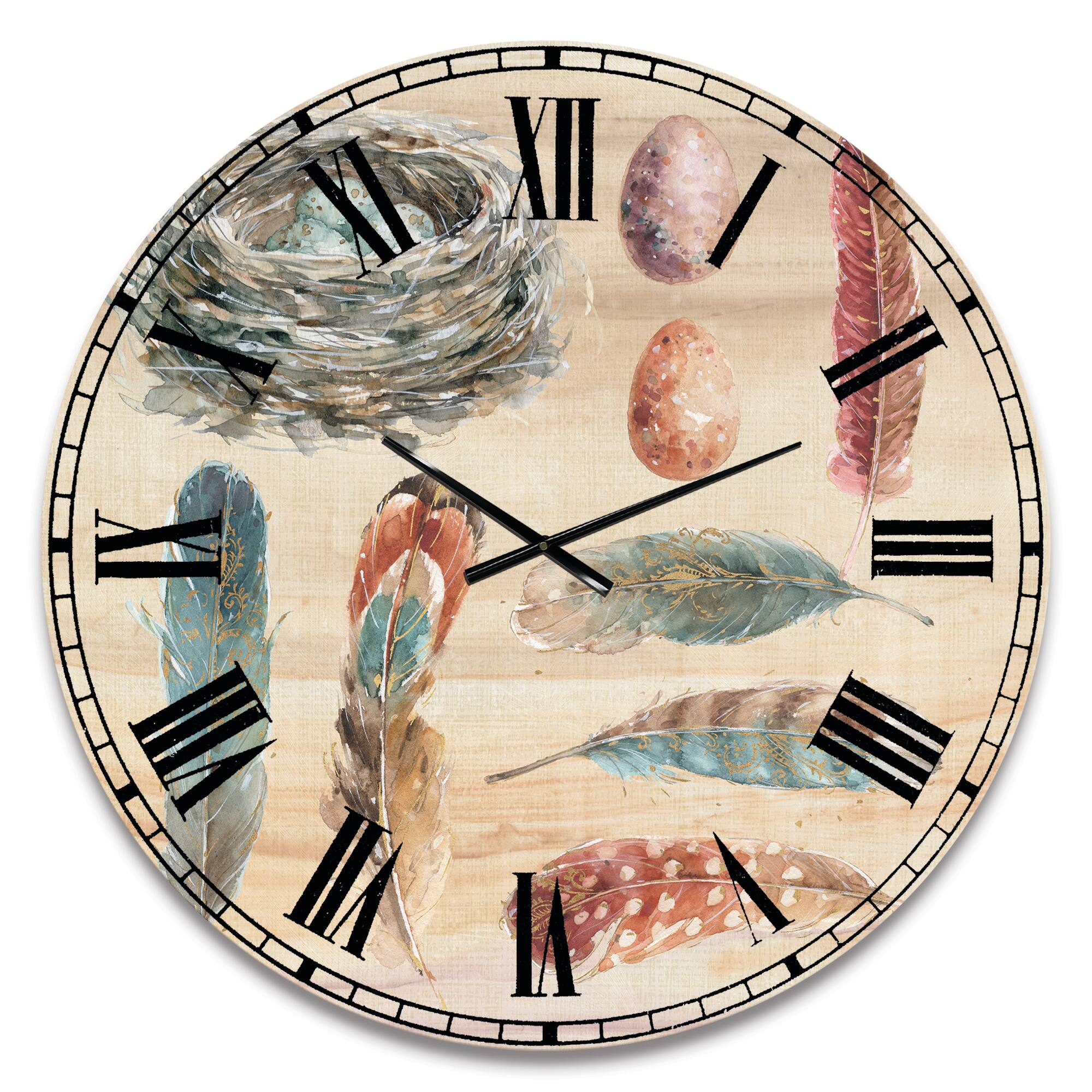 Designart 'Feathers Cottage Family Farmhouse Wall Clock