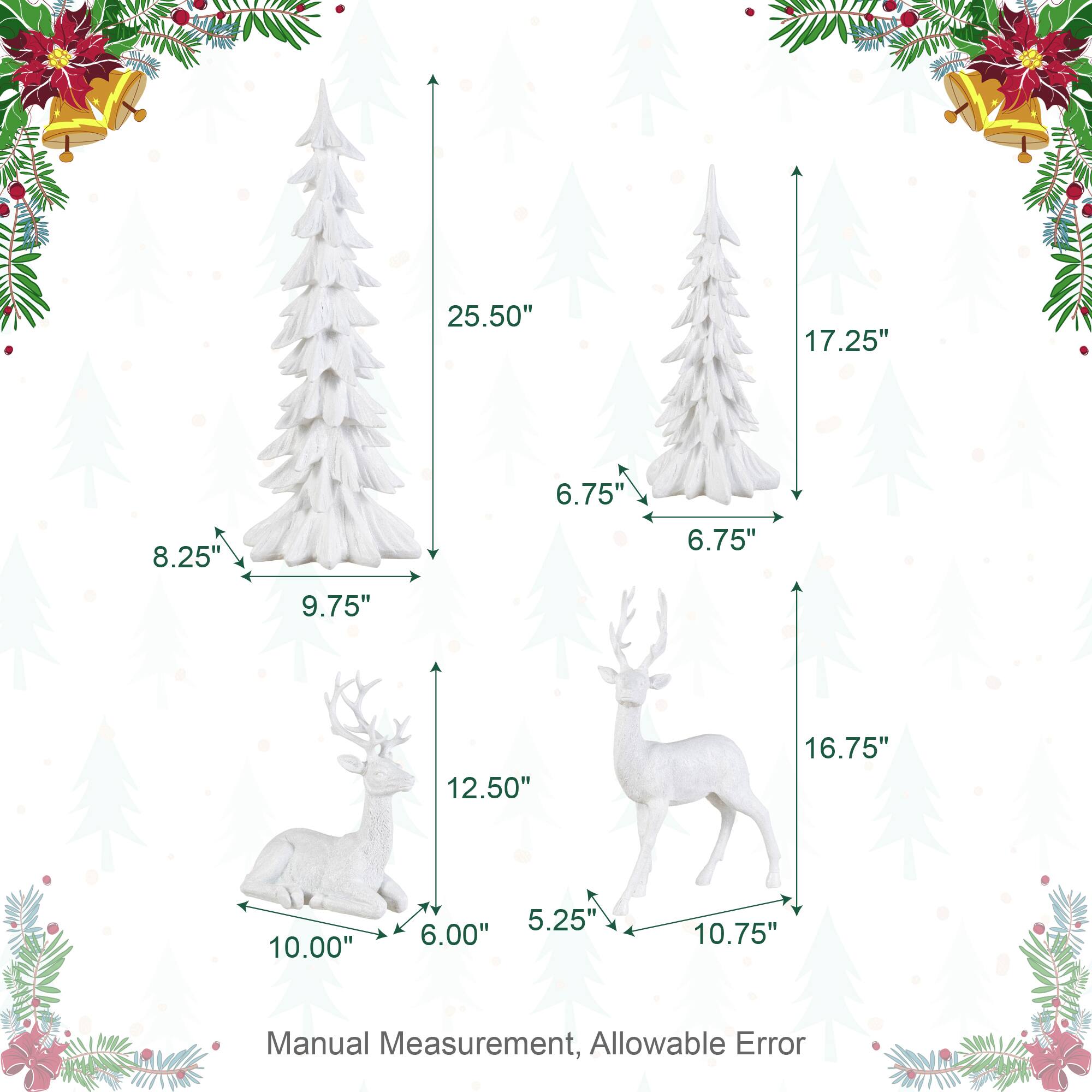 Glitzhome® White Reindeer with Tree Christmas  Table Décor Set