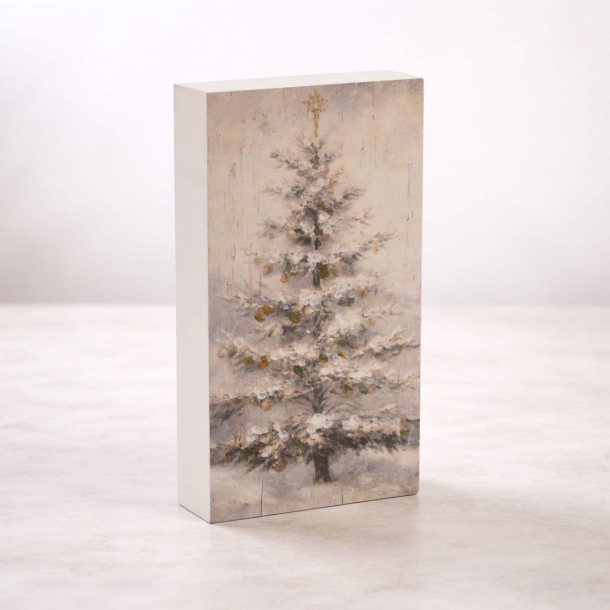 Melrose 10" Rustic Christmas Tree Block Signs, 2ct.