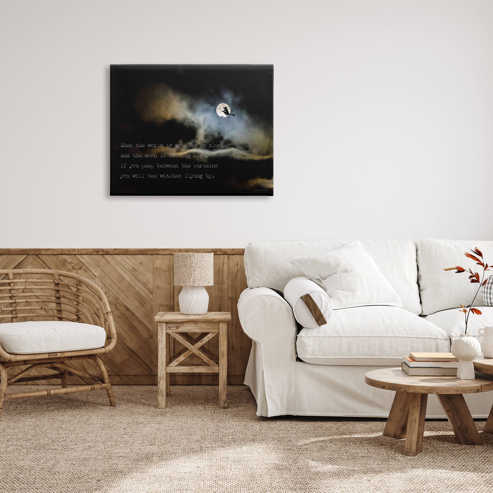 Stupell Industries Witch Flying By Moon Canvas Wall Art