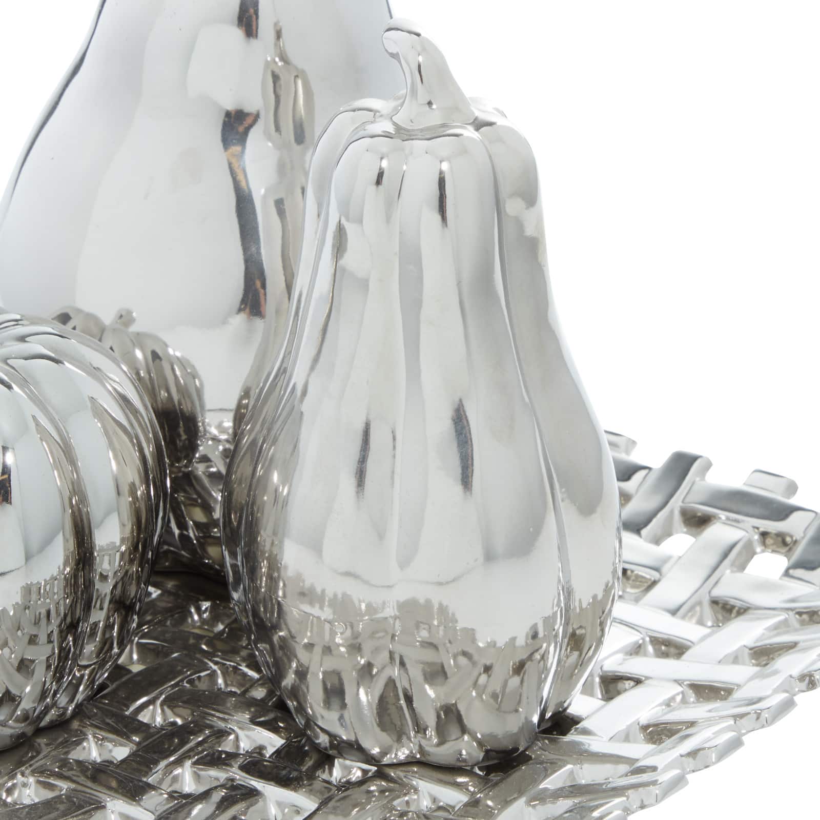 Silver Ceramic Glam Fruit Sculpture Set