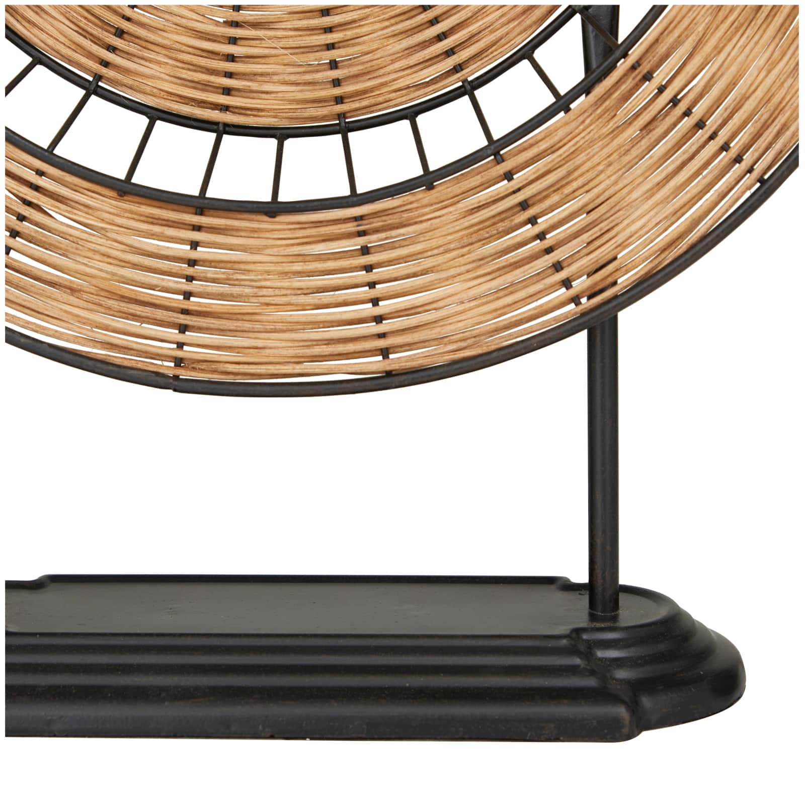 21" Brown Metal Wrapped Plate Geometric Sculpture with Black Stand