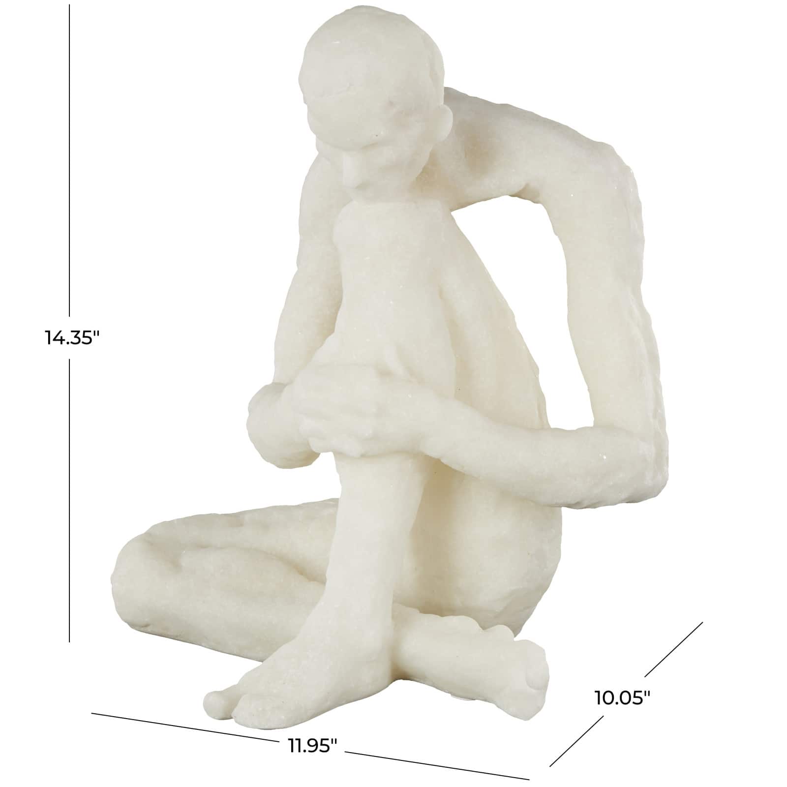 14.25" White Thinking Human Polystone Decorative Sculpture