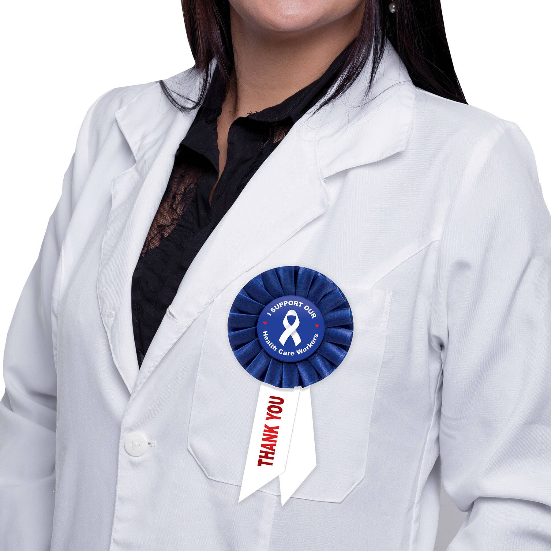Beistle Blue I Support Our Health Care Workers Rosettes, 2ct.