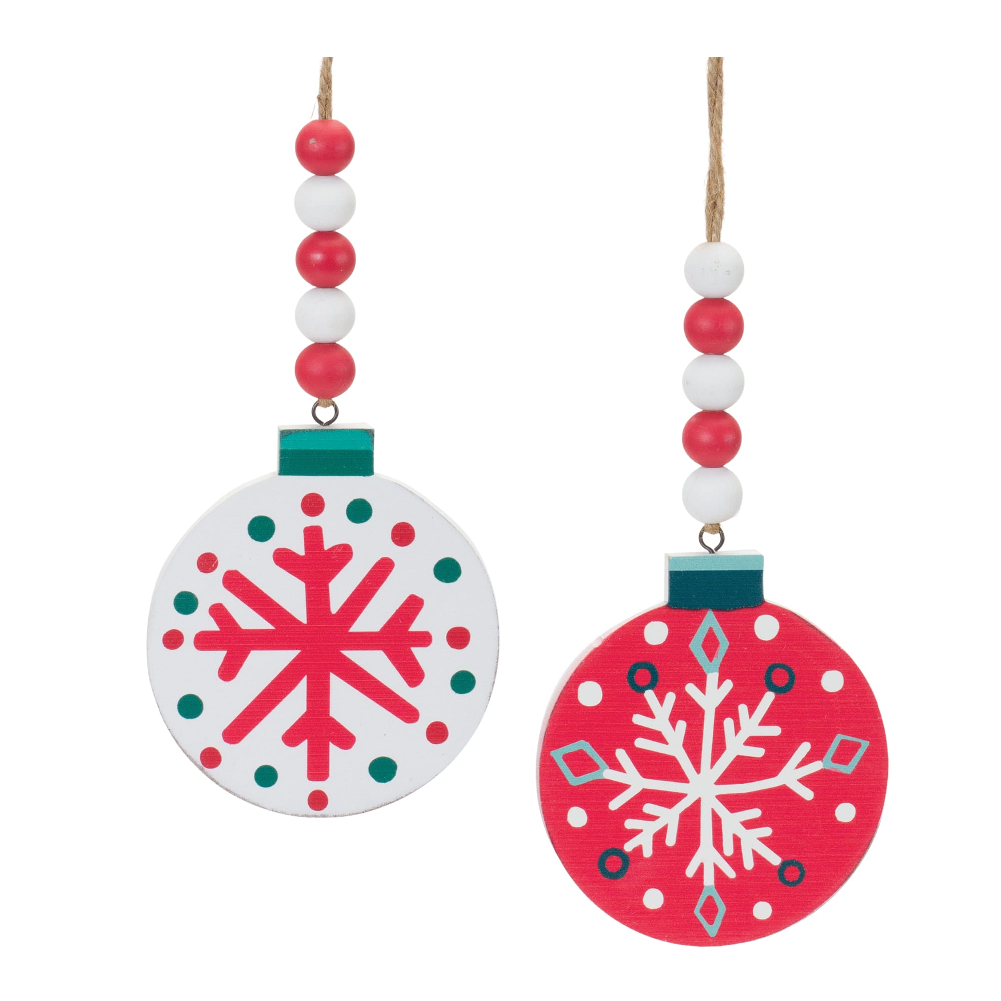 12ct. 14" Wood Beaded Snowflake Ornament Set