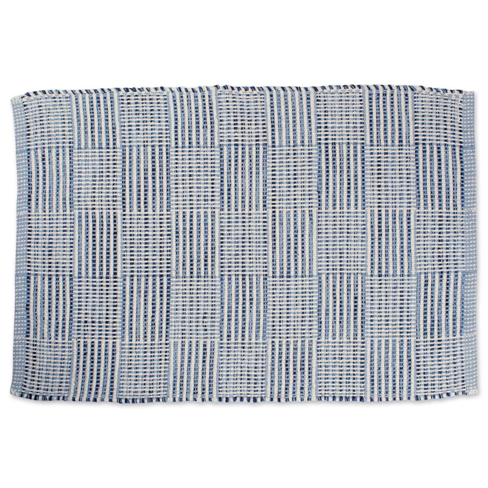 DII® Blue Squares Recycled Yarn Rug, 2ft. x 3ft.