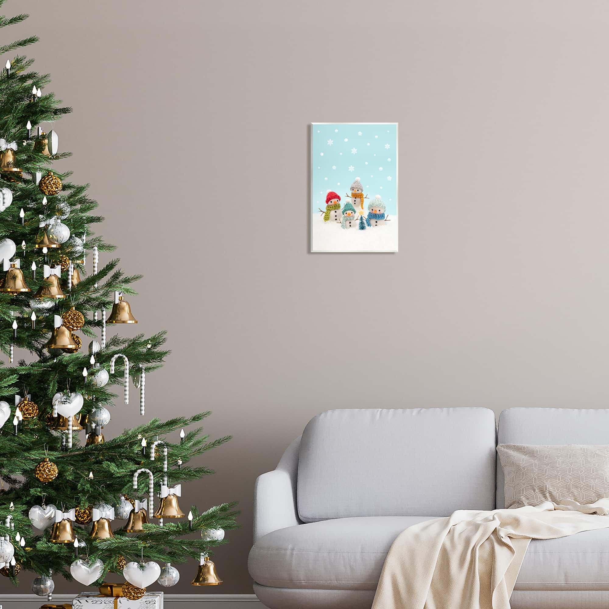 Stupell Industries Winter Snowmen Christmas Tree Wall Plaque Art