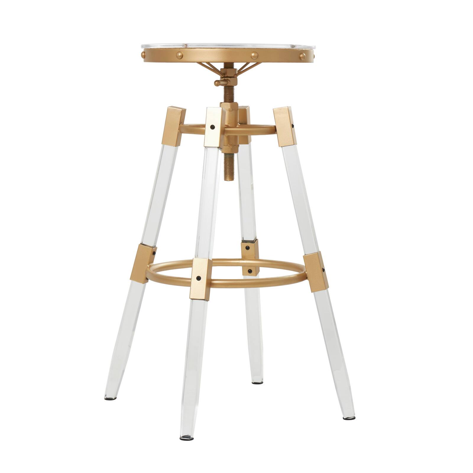 27" Gold Acrylic Bar Stool with Clear Acrylic Accents