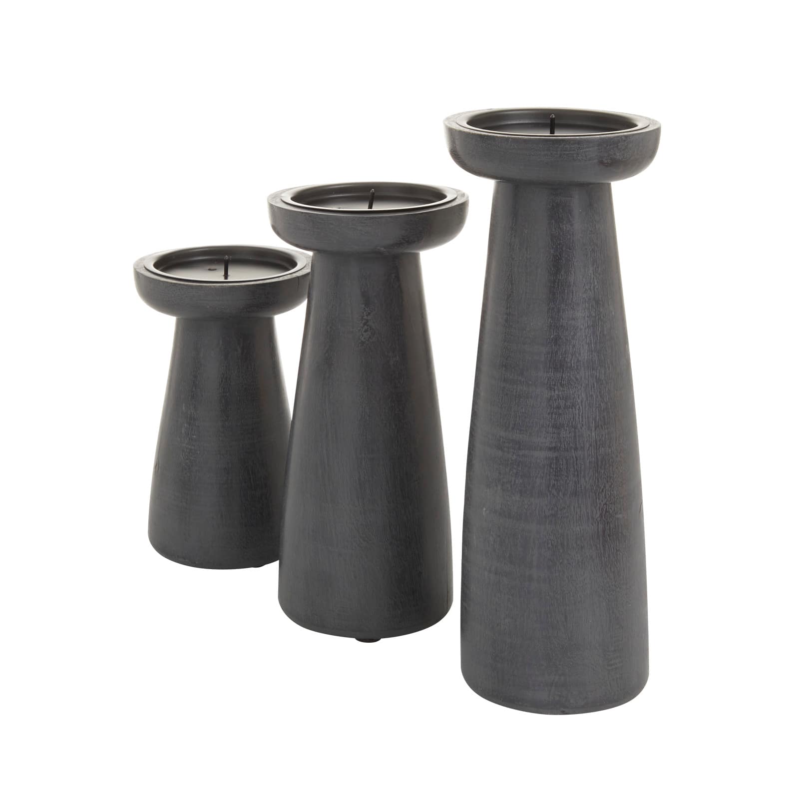 Black Wood Modern Candle holder 10",8",6"