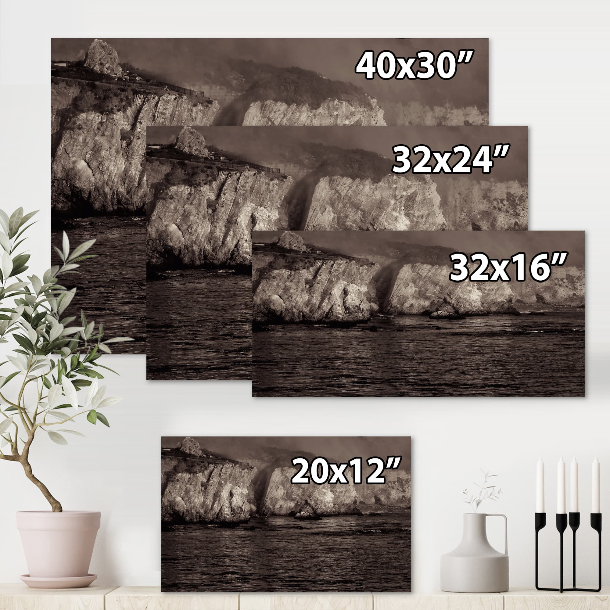 Designart - Gold Cliffs In The Fog