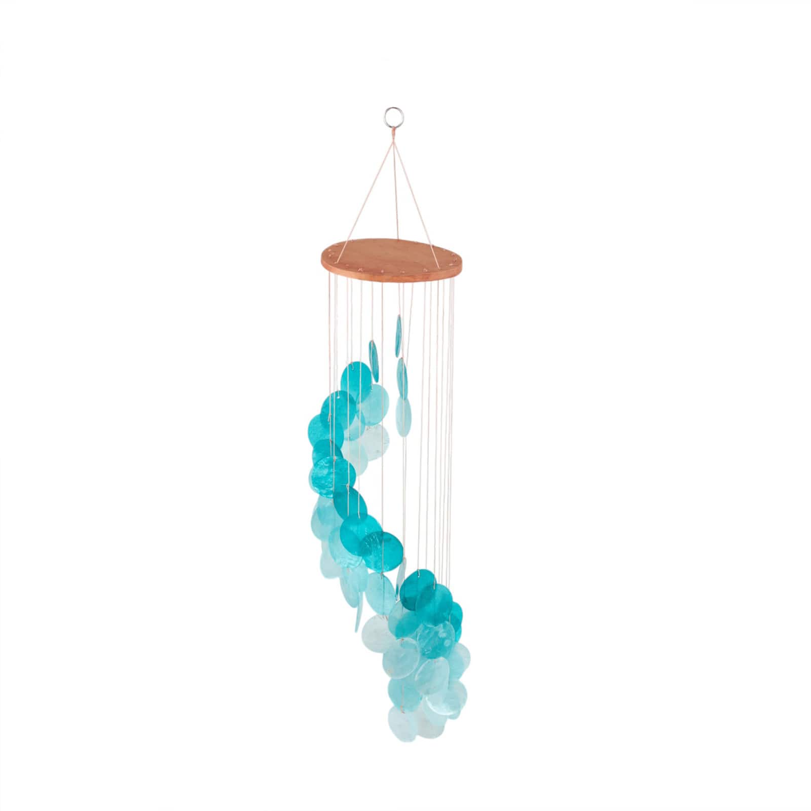 31" Teal Capiz Shell Waterfall Wind Chime