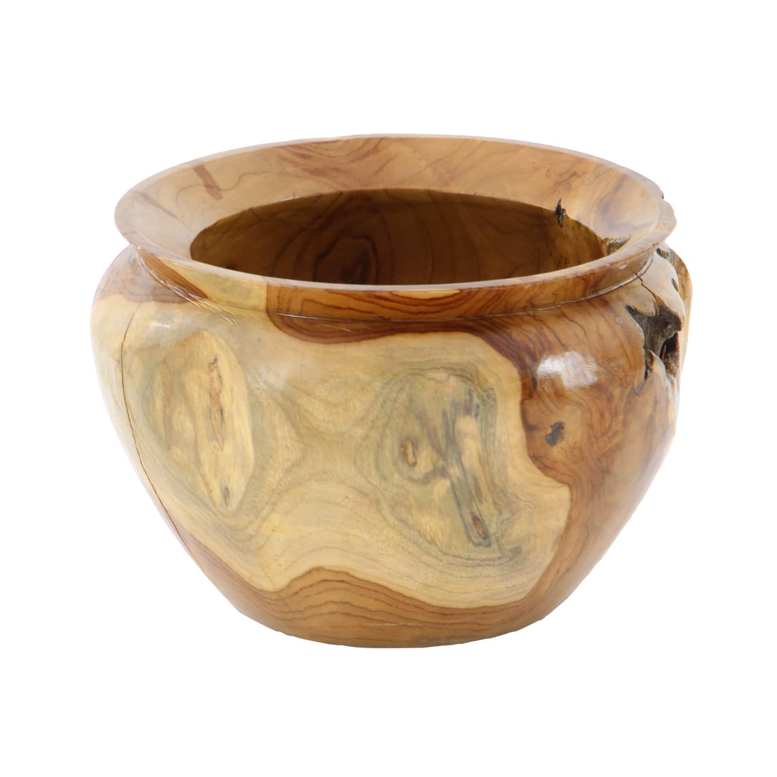 13" Natural Brown Wood Decorative Bowl