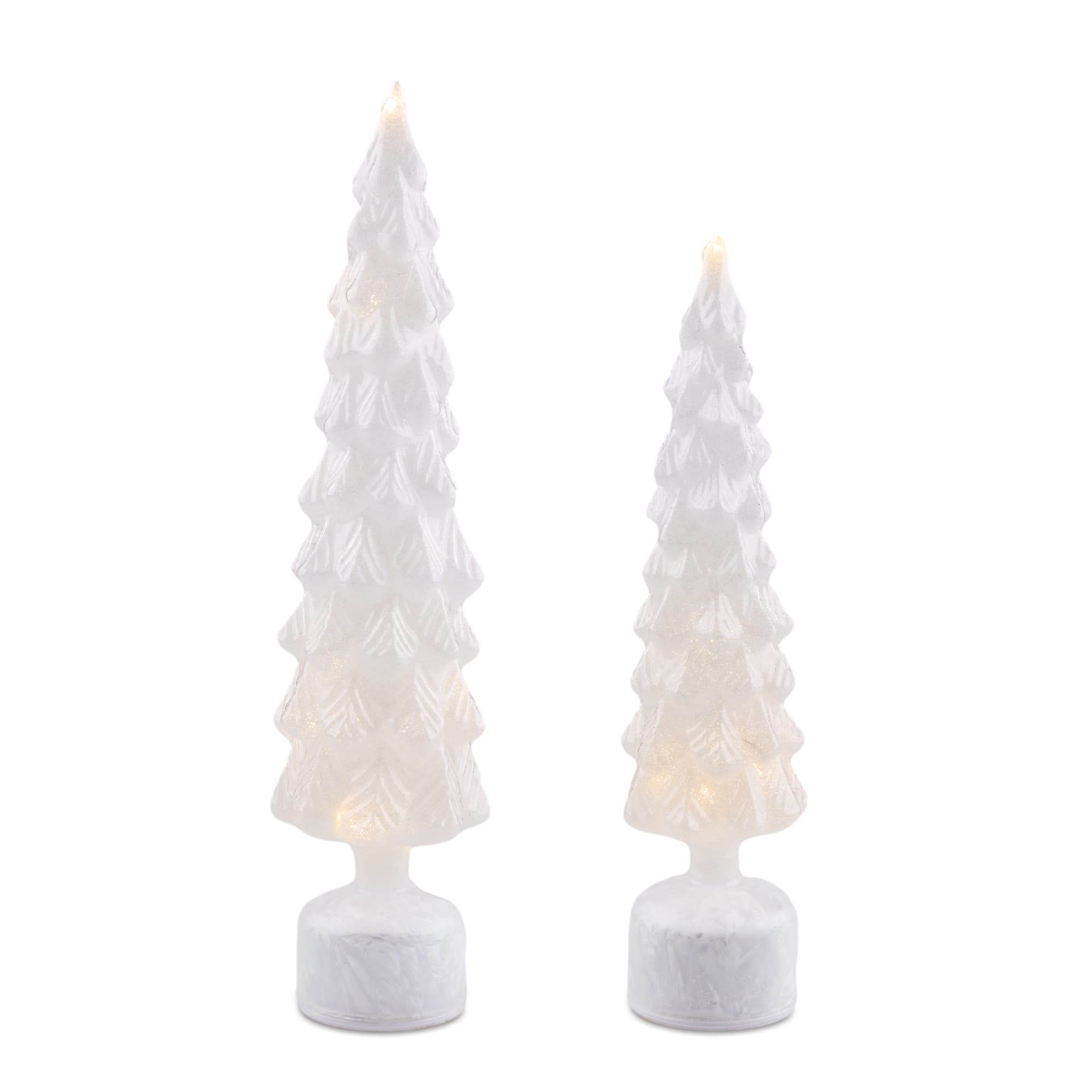 Melrose White Rotating LED Glass Christmas Tree Set