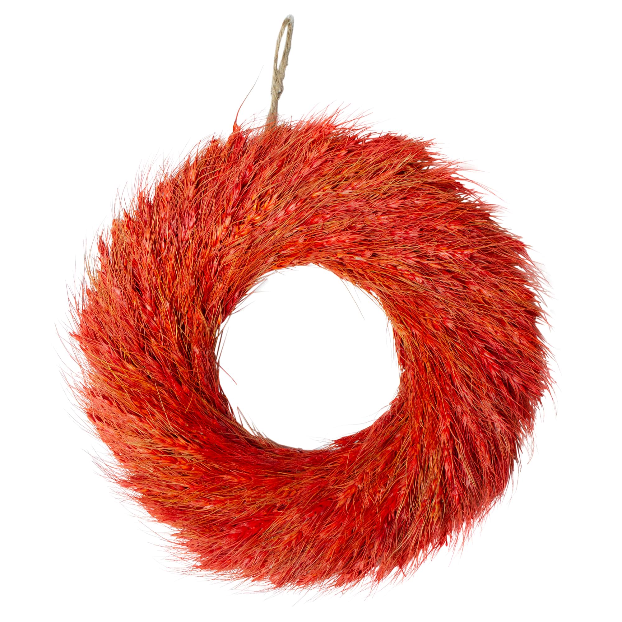 16" Red & Orange Ears of Wheat Fall Harvest Wreath