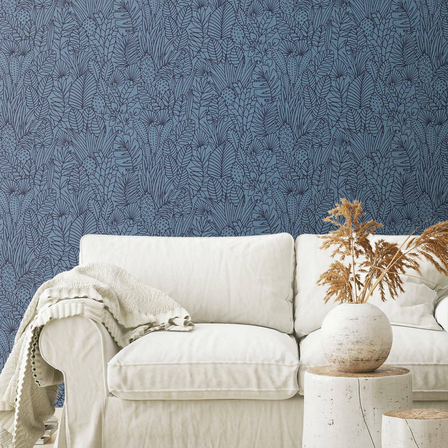 RoomMates Tropical Leaves Sketch Peel & Stick Wallpaper