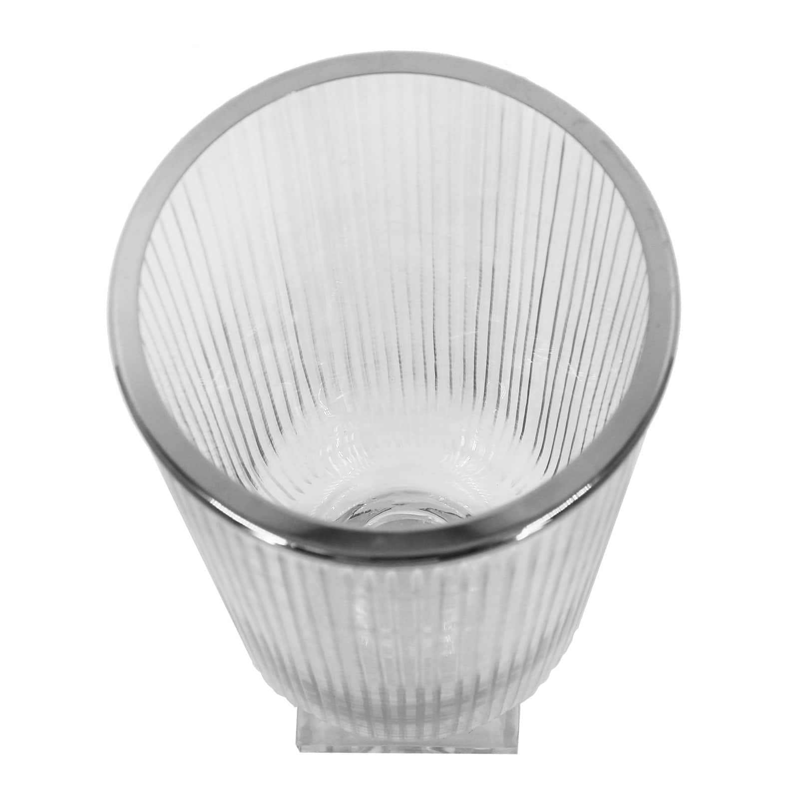 Ribbed Glass Vase with Silver Trim by Ashland