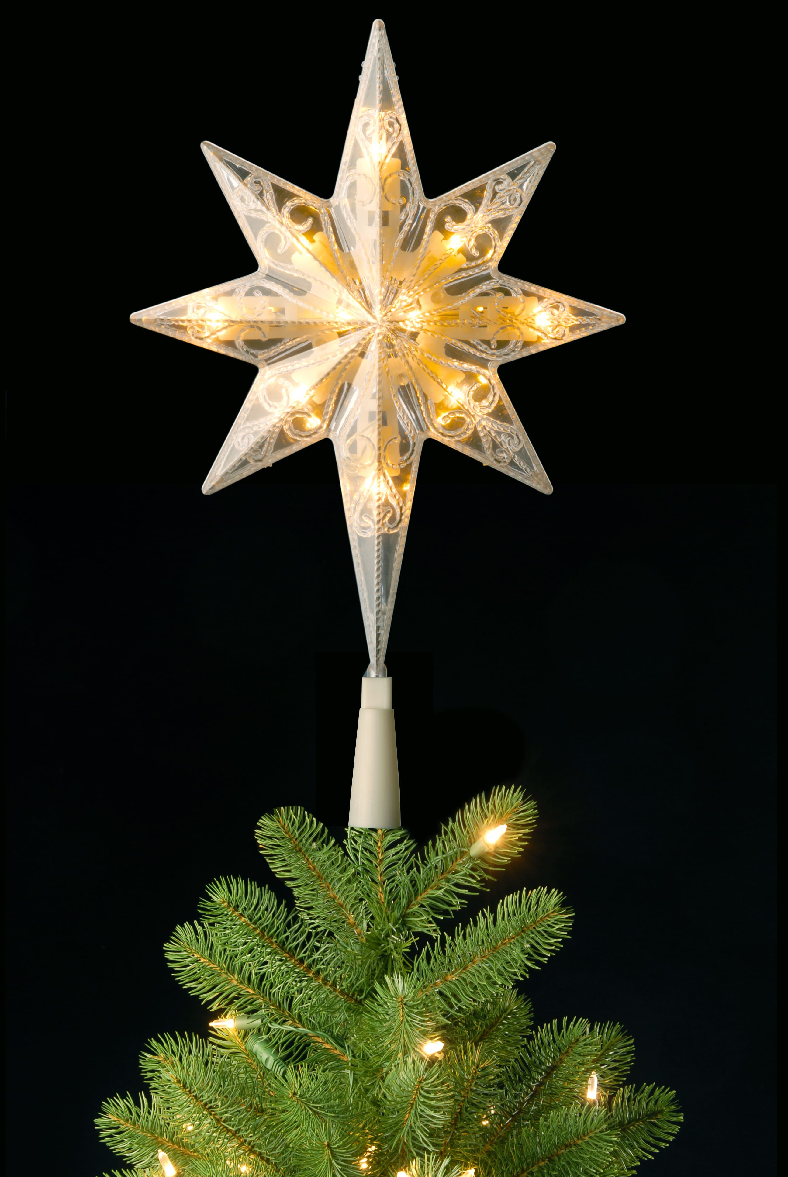 11" Bethlehem Star Tree Topper With Warm White LED Bulbs