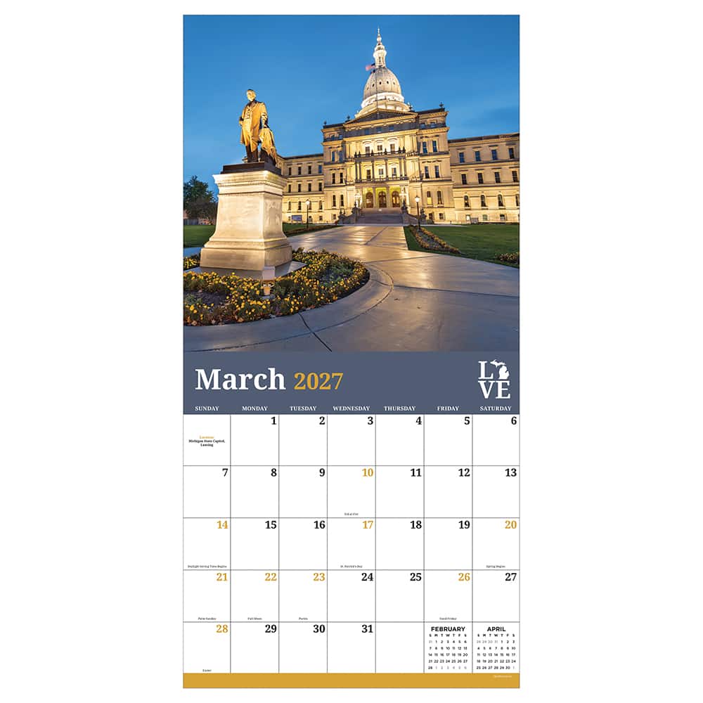 2027 Michigan Wall Calendar