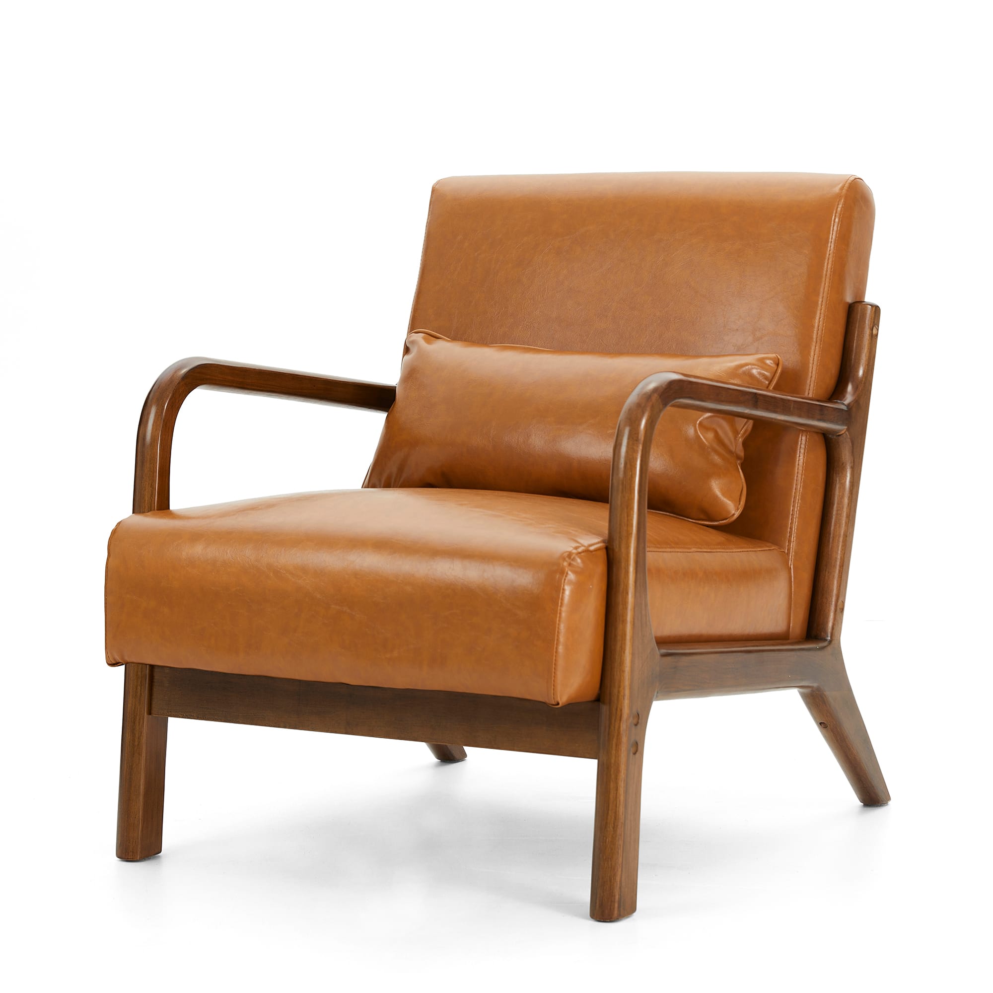 Glitzhome® Mid-Century Faux Leather Accent Chair