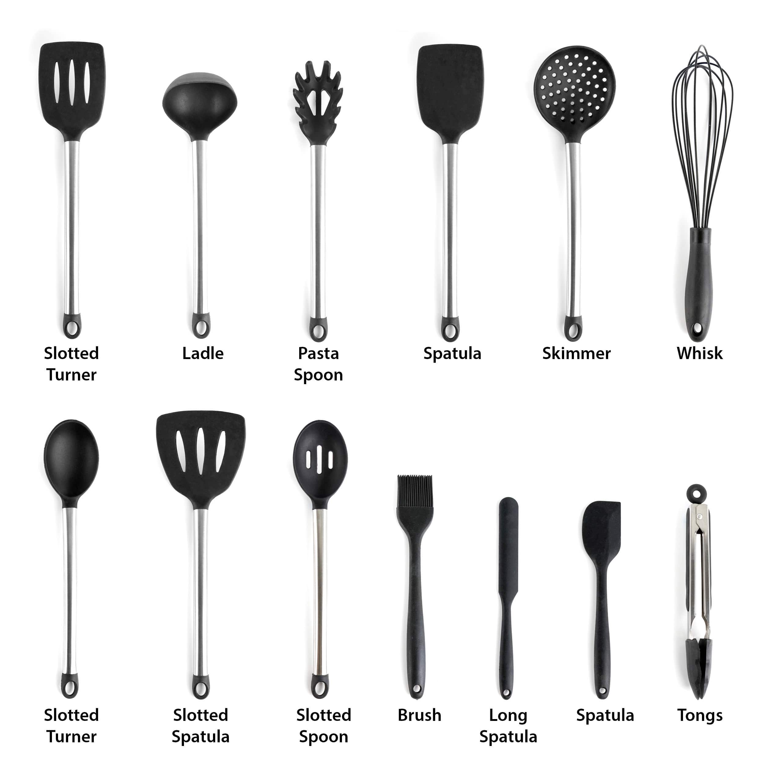 MegaChef Gray Silicone & Stainless Steel Cooking Utensils Set, 14ct.