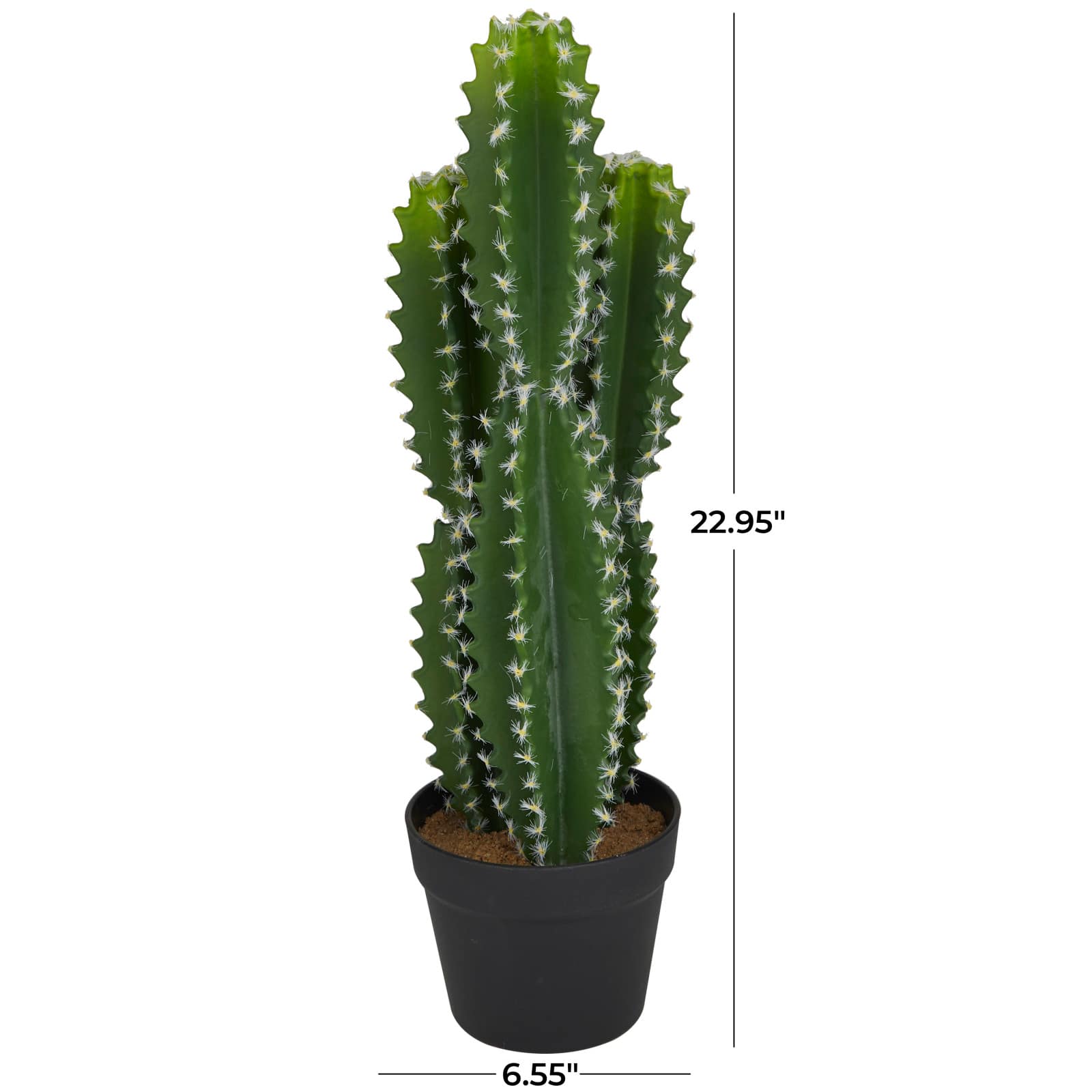 2ft. Green Cactus Faux Foliage Artificial Plant with Black Round Pot