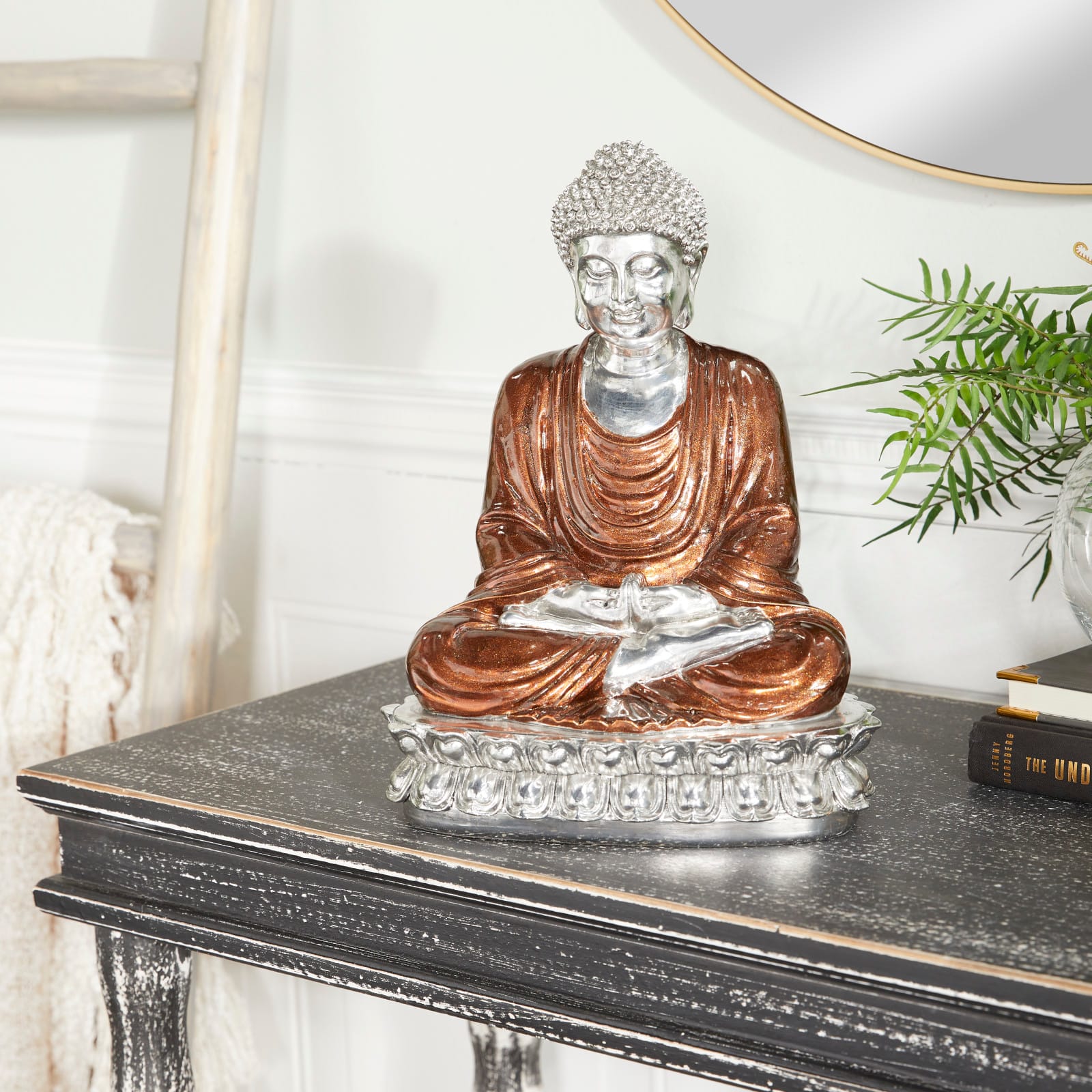 Bronze Polystone Eclectic Sculpture, 12" x 9" x 7"
