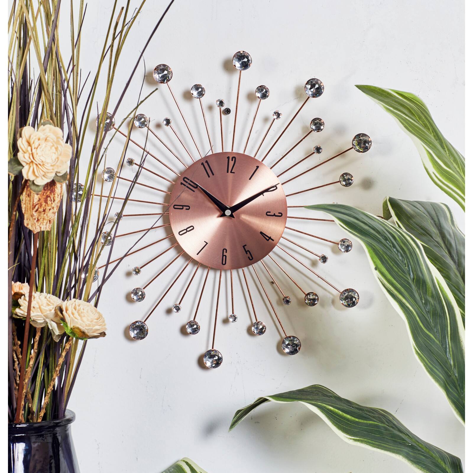 Copper Metal Glam Wall Clock, 15"