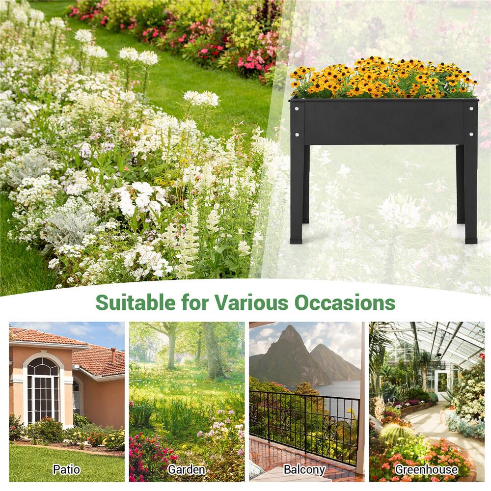 Costway 24" Metal Elevated Raised Garden Bed Planter with Legs & Drainage Hole