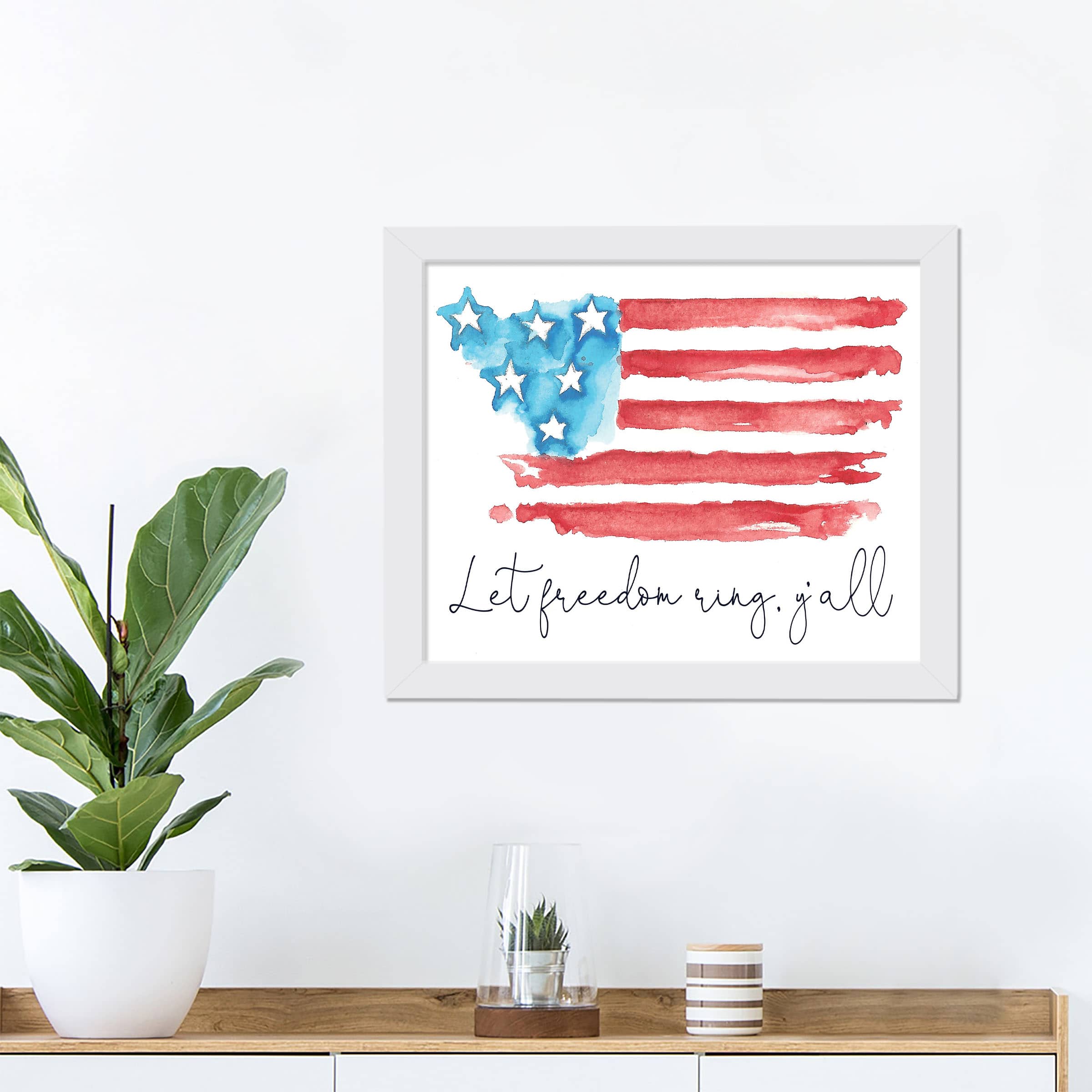 Let Freedom Ring Y'all White Framed Print Under Plexiglass