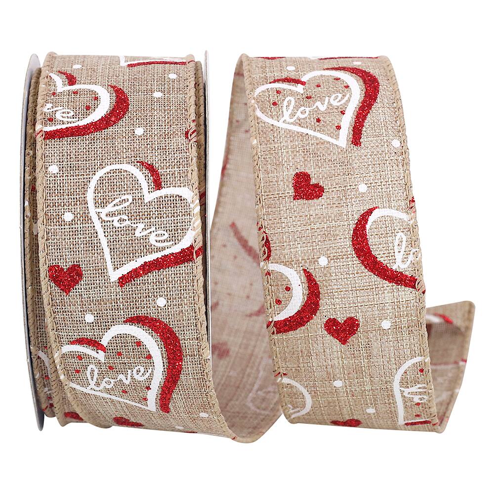 Reliant 1.5" x 10yd. Love Heartbeat Glitter Wired Ribbon