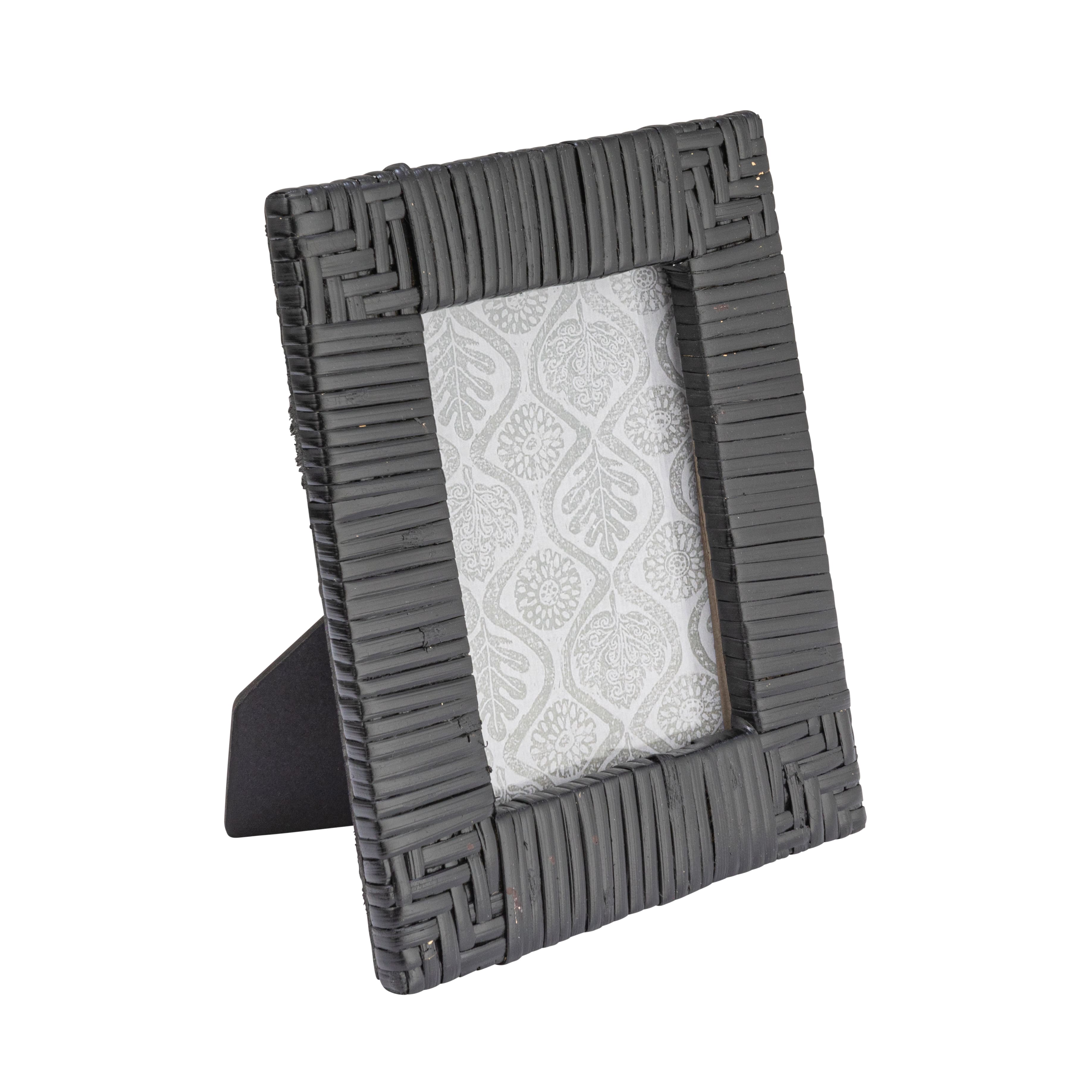 Hello Honey® Black Handwoven Rattan Photo Frame