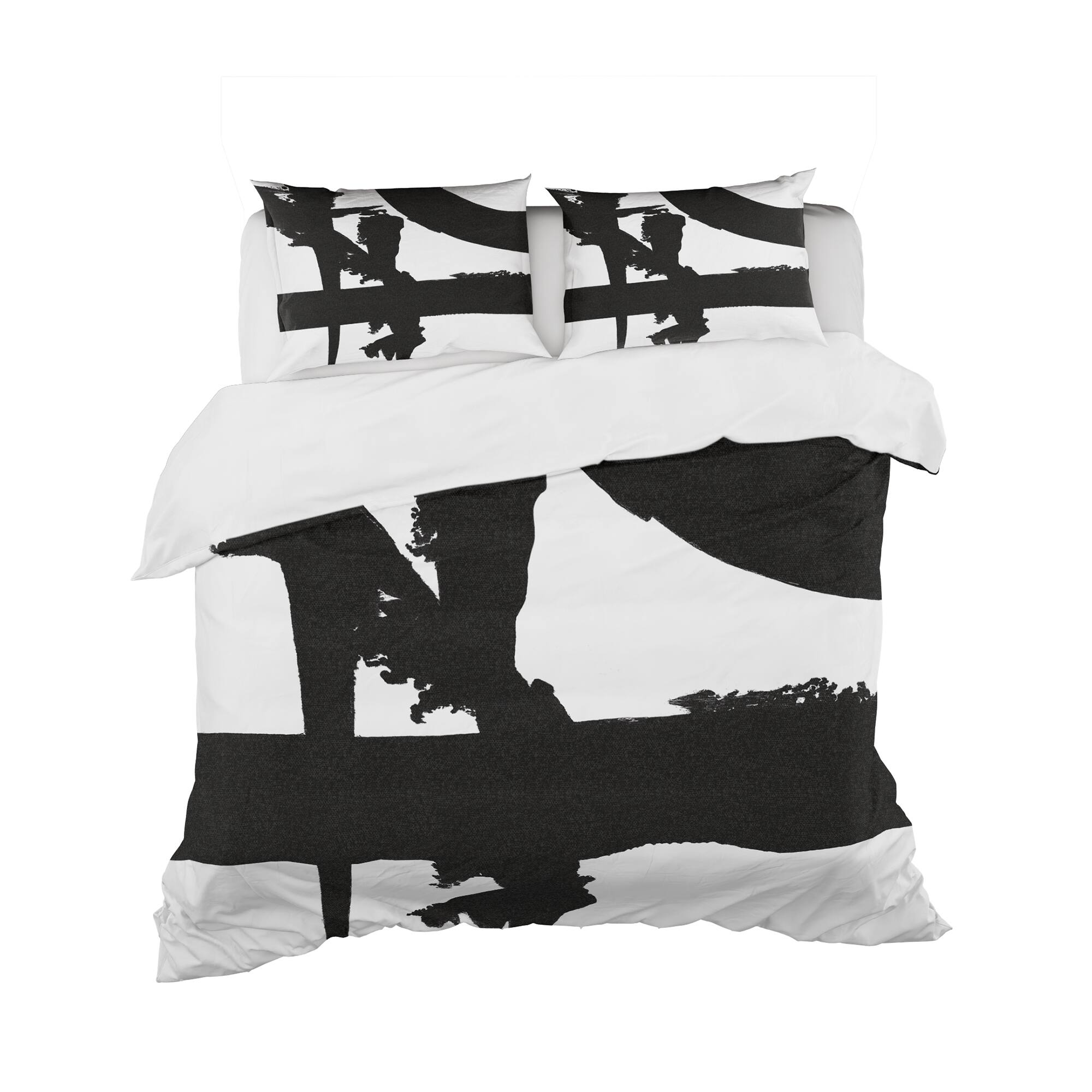 Designart 'Black & White Crossing Paths I' Geometric Bedding Set - Duvet Cover & Shams