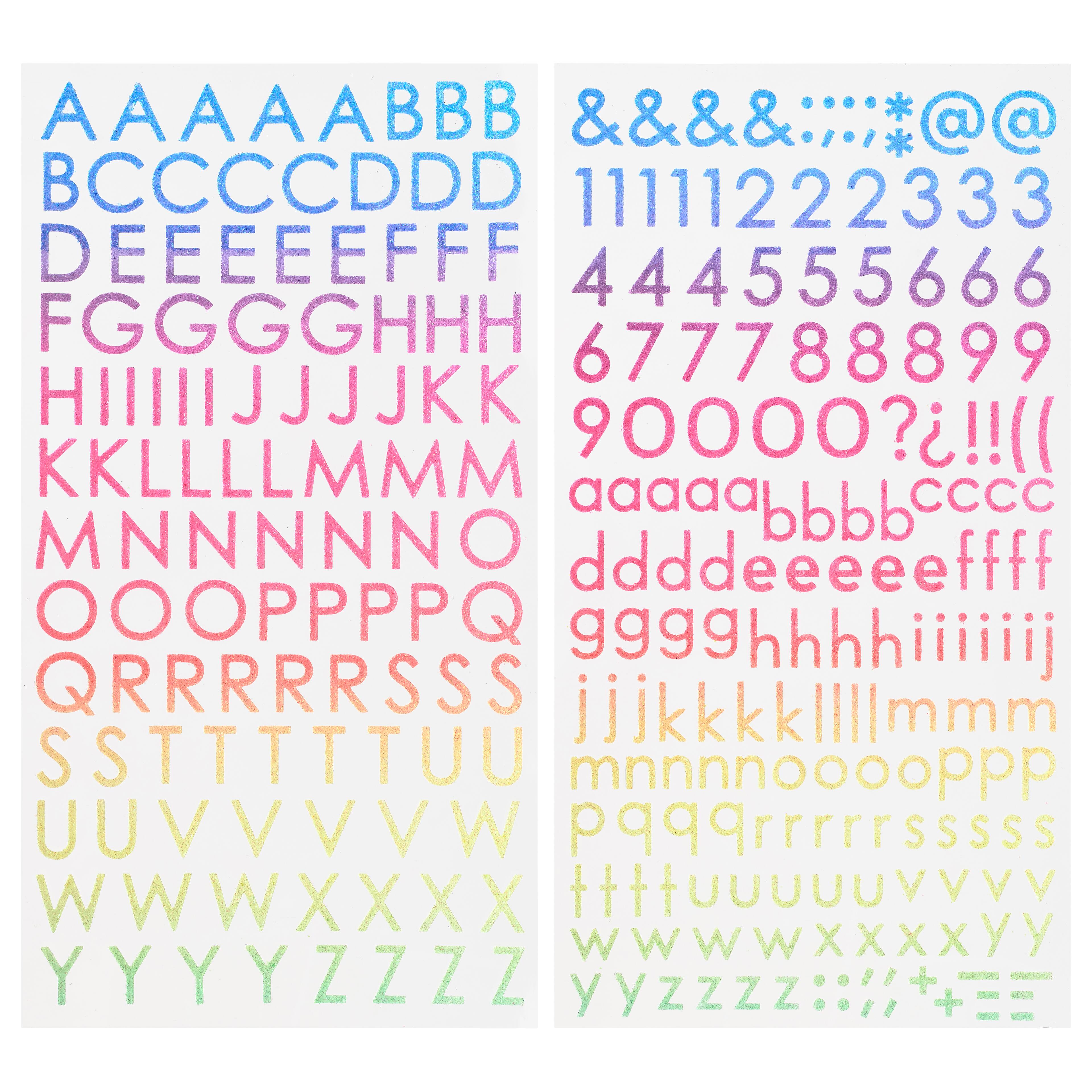 12 Pack: Small Rainbow Glitter Alphas by Recollections™