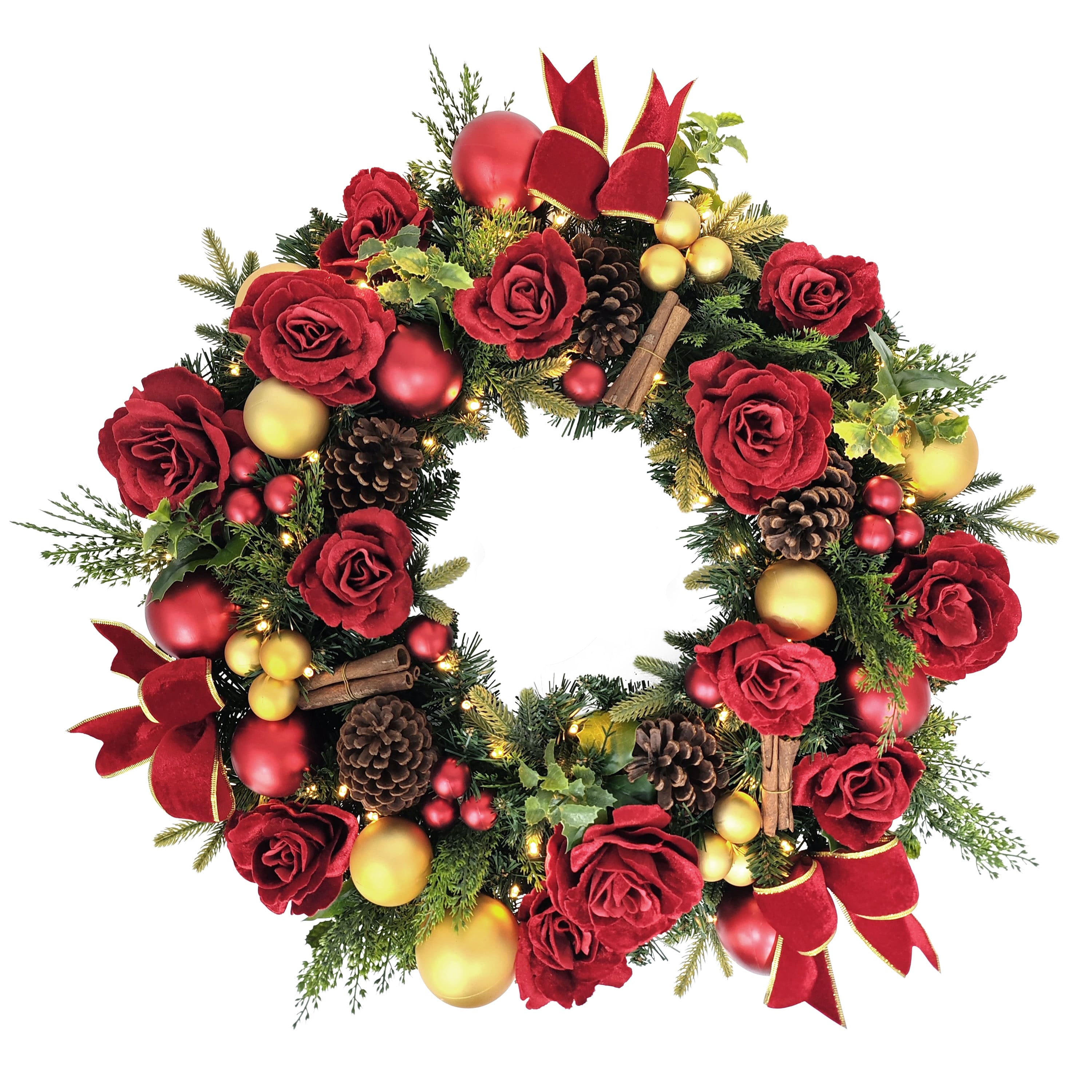 26" Pre-Lit LED Adorned Artificial Christmas Wreath