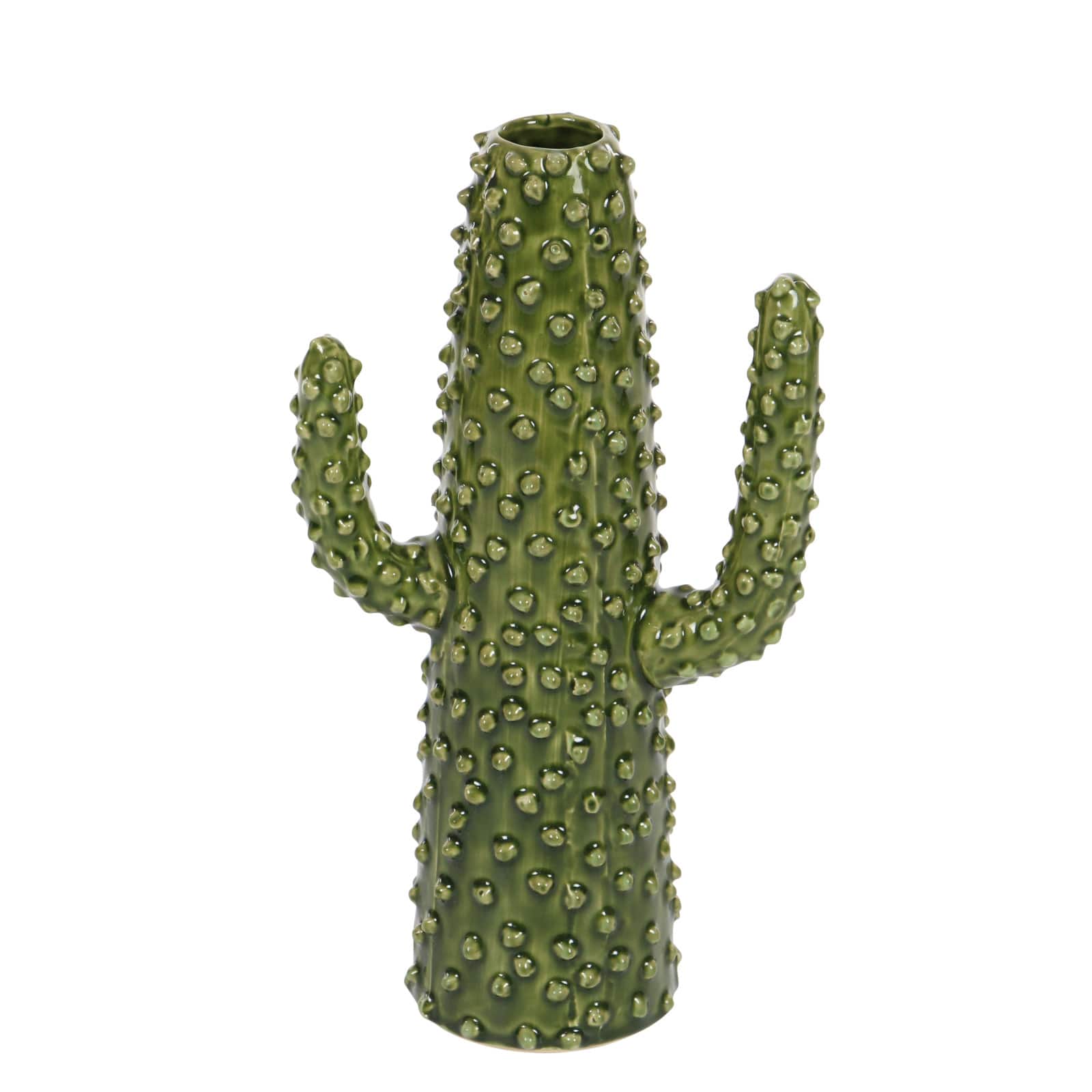 Green Ceramic Eclectic Vase, 12" x 5" x 6"
