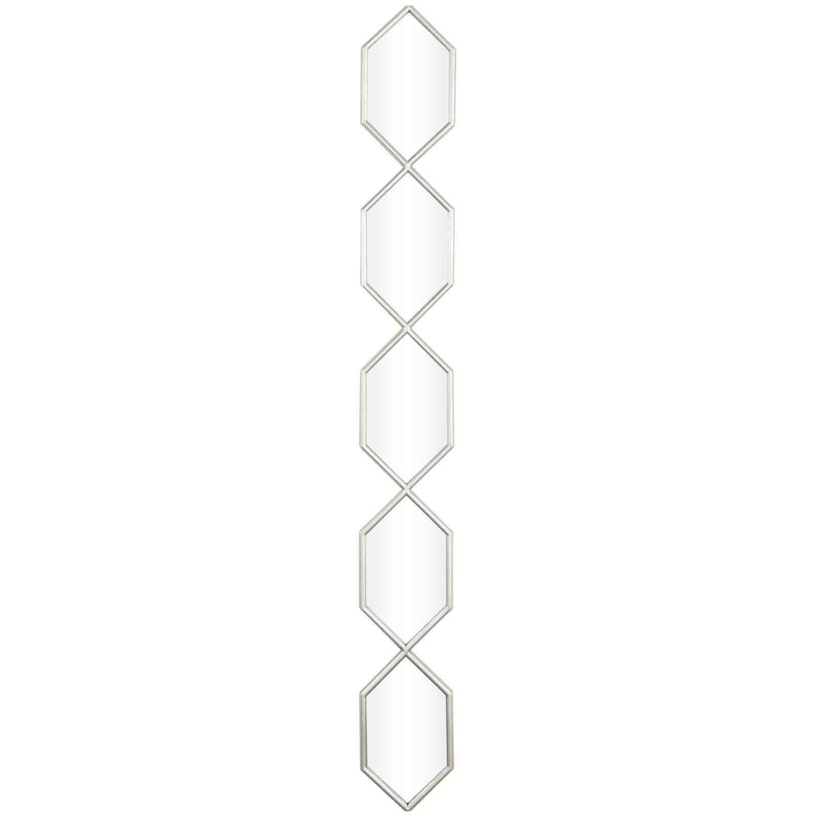 Silver Metal Slim Stacked Chain 5 Layer Wall Mirror with Trellis Pattern 7" x 1" x 59"