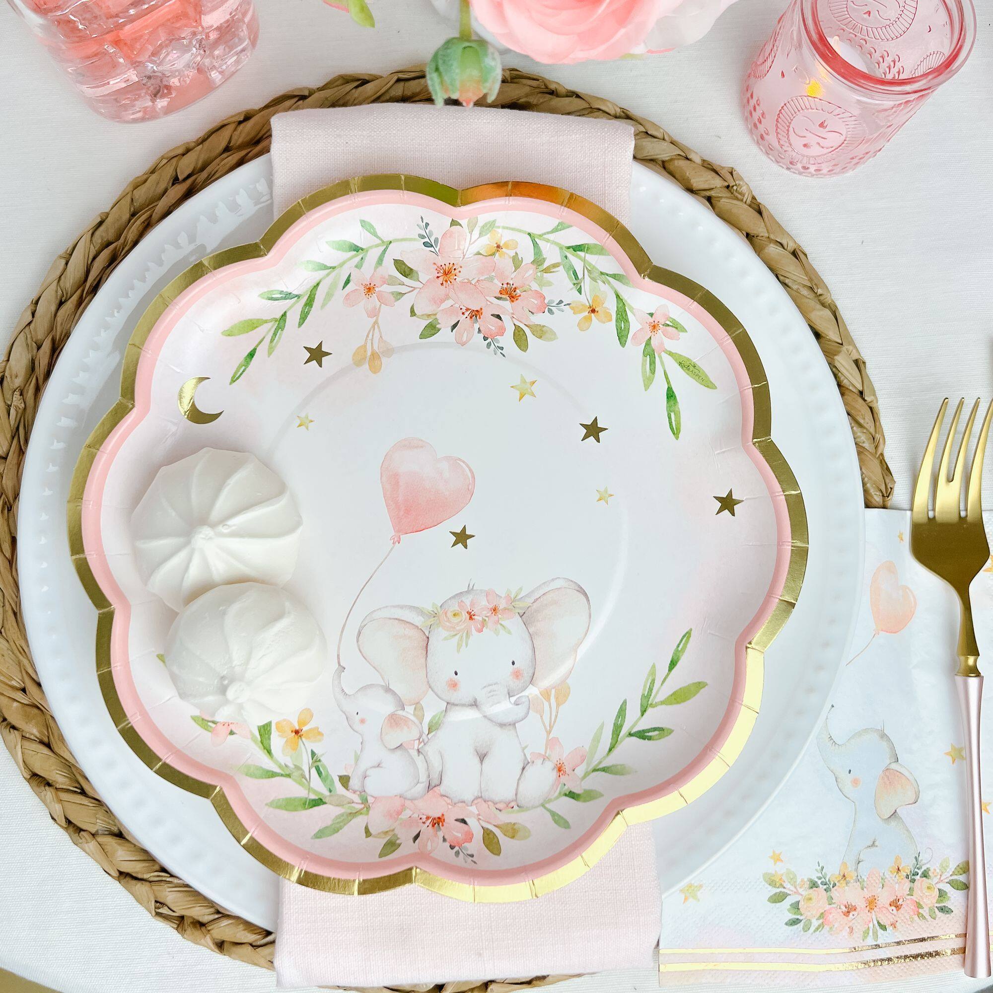 Kate Aspen® 9" Pink Elephant Baby Shower Premium Paper Plates, 16ct.