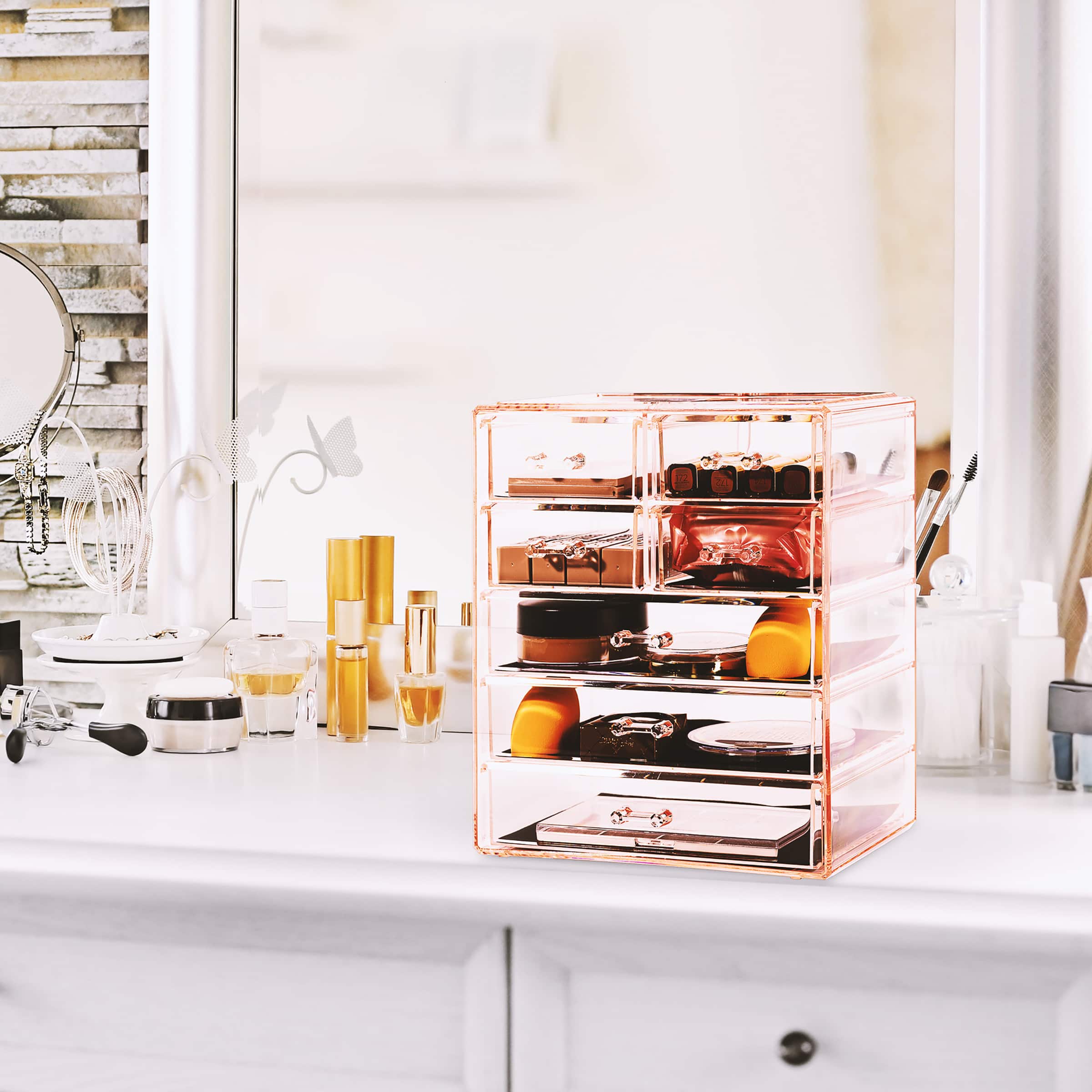 Sorbus Makeup & Jewelry Storage Case with 3 Large & 4 Small Drawers