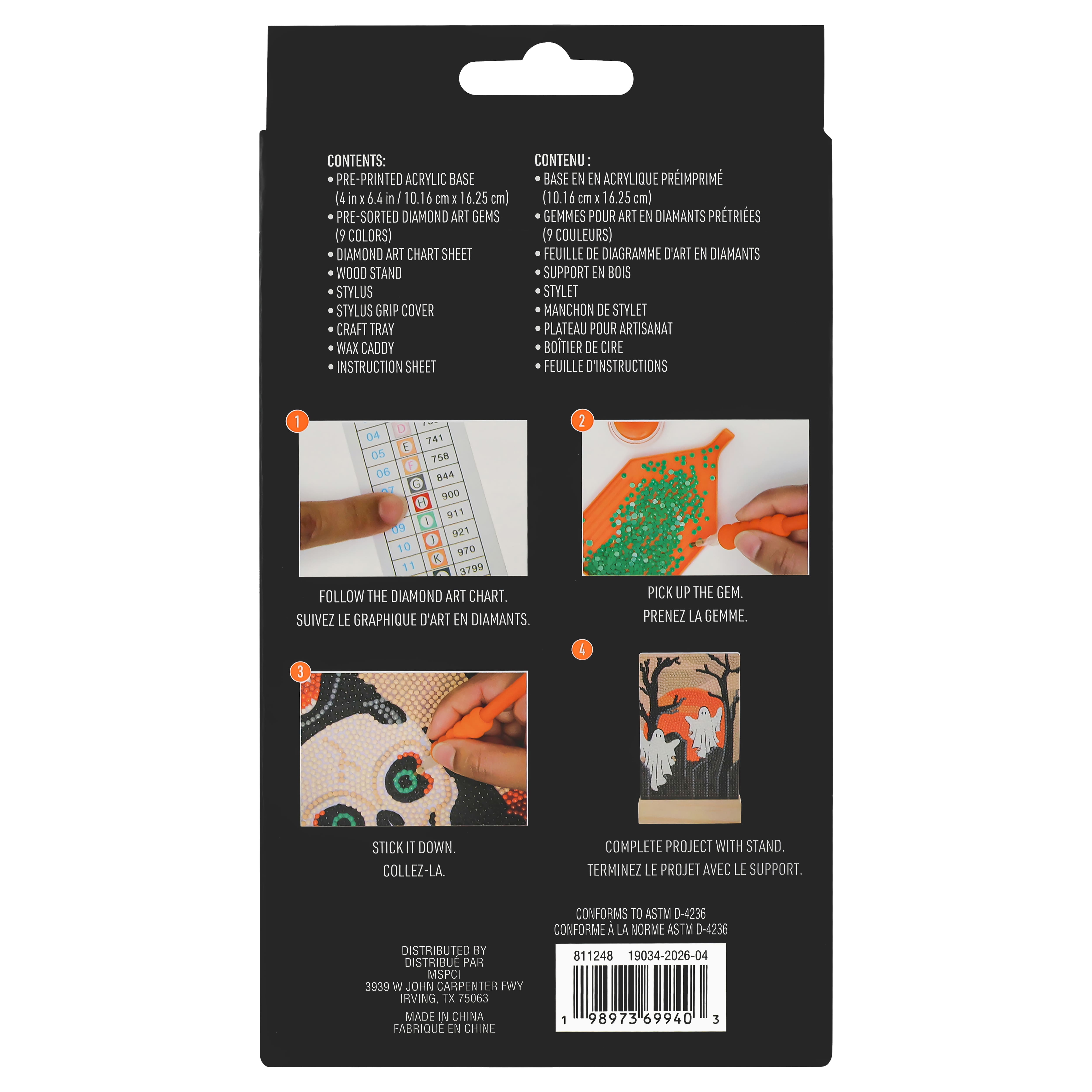 4" x 6" Graveyard Ghosts Acrylic Surface Diamond Art Kit with Wood Stand by Make Market®