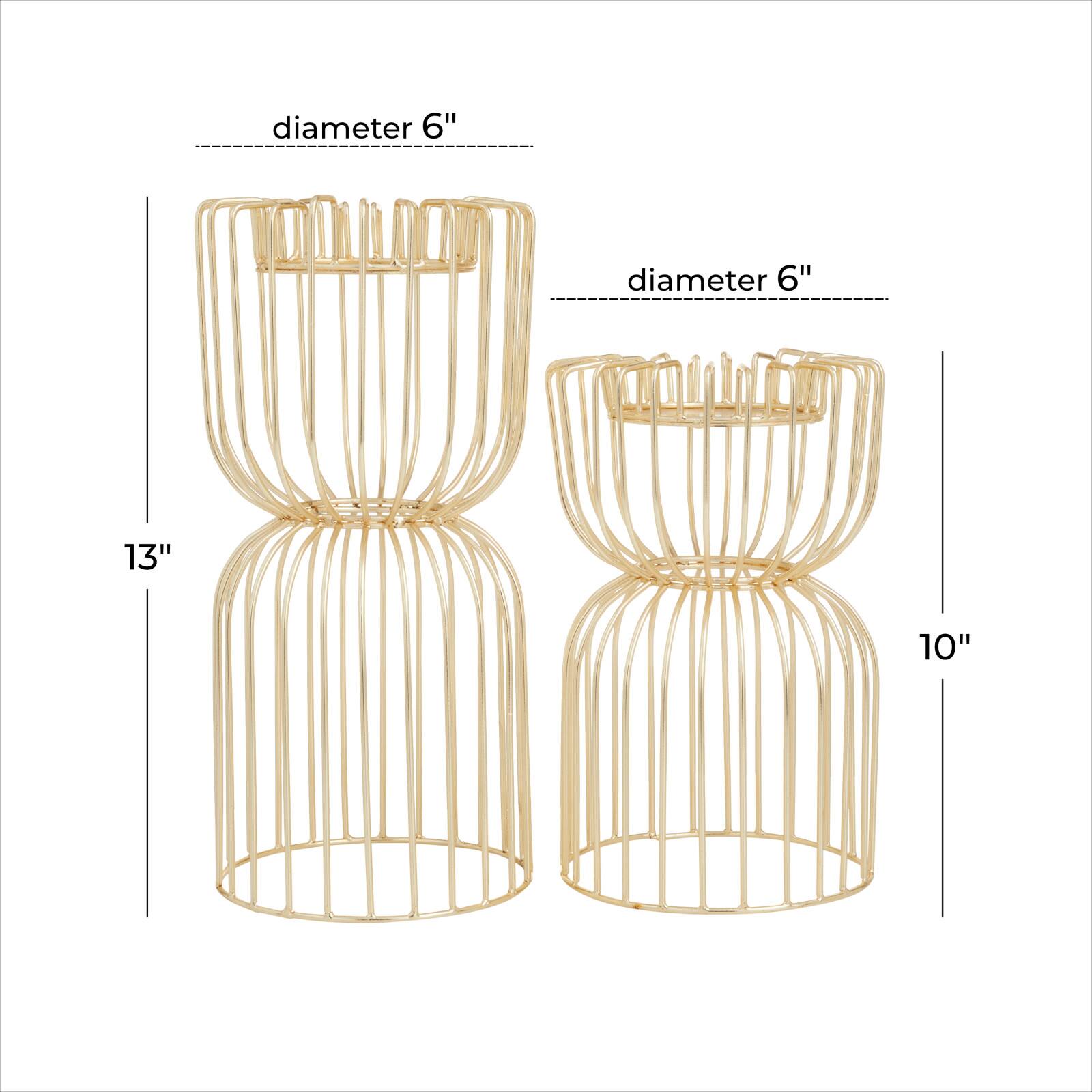 CosmoLiving by Cosmopolitan Gold Iron Glam Candle Holder, 13" x 10"